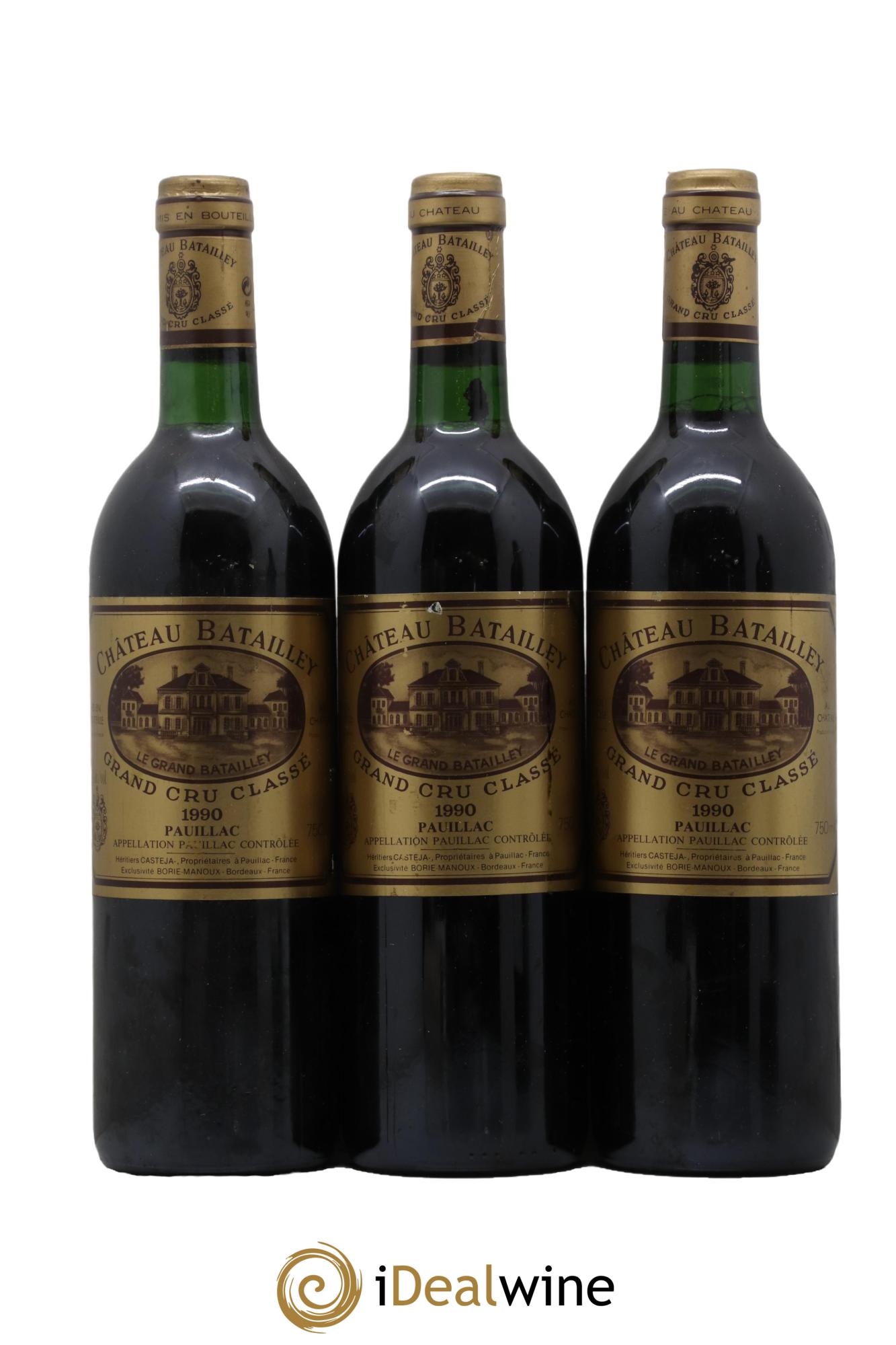 Château Batailley 5ème Grand Cru Classé  1990 - Lot de 3 bouteilles - 0