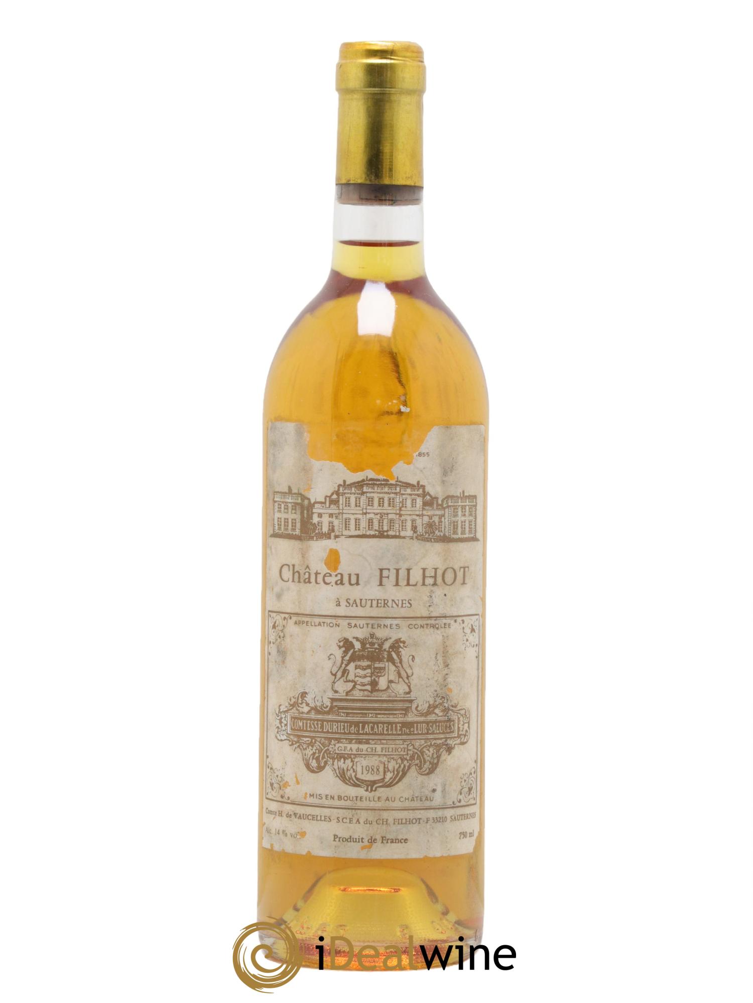 Château Filhot 2ème Grand Cru Classé 1988 - Lot de 1 bouteille - 0