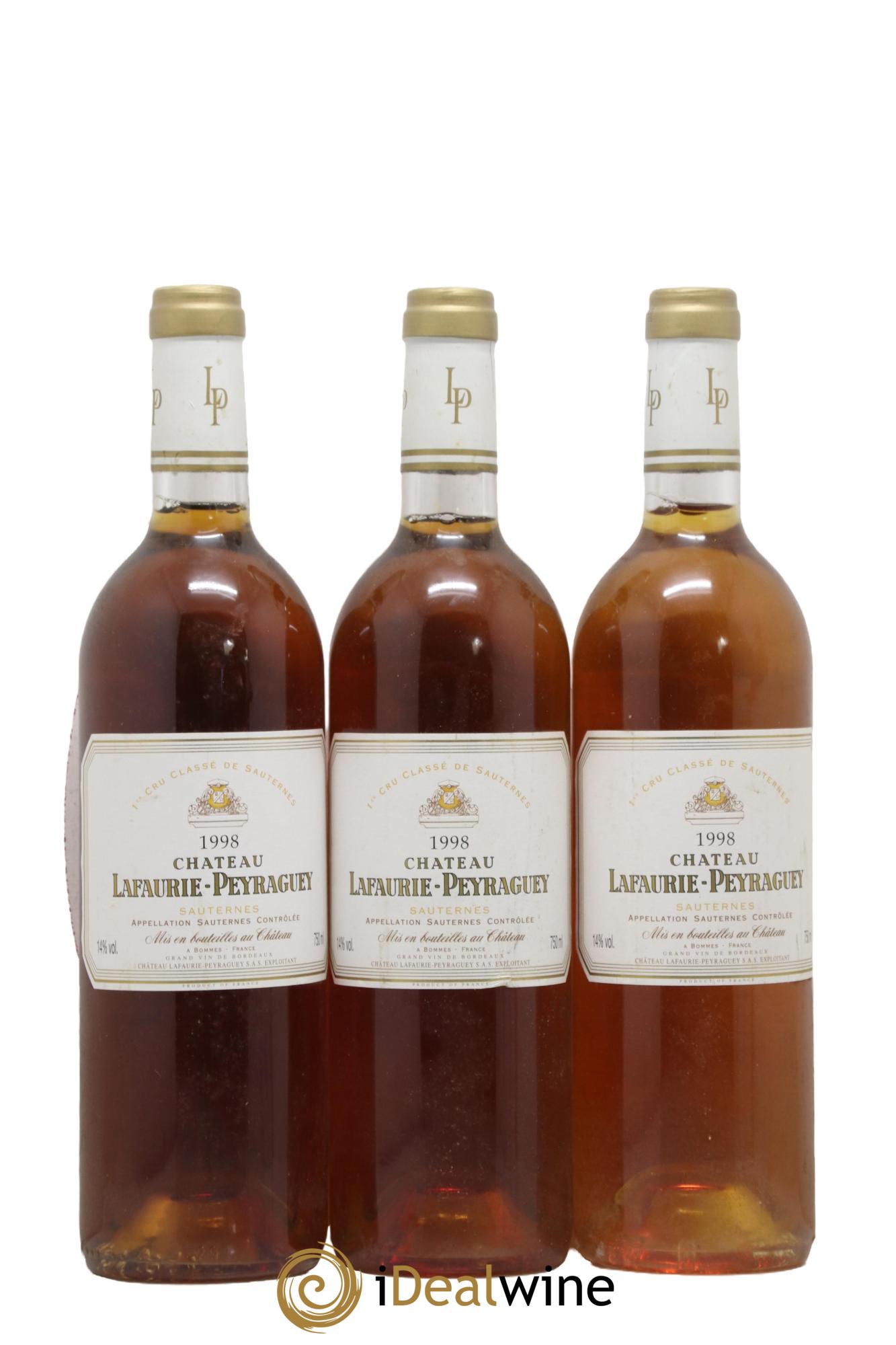 Château Lafaurie-Peyraguey 1er Grand Cru Classé 1998 - Lot de 3 bouteilles - 0