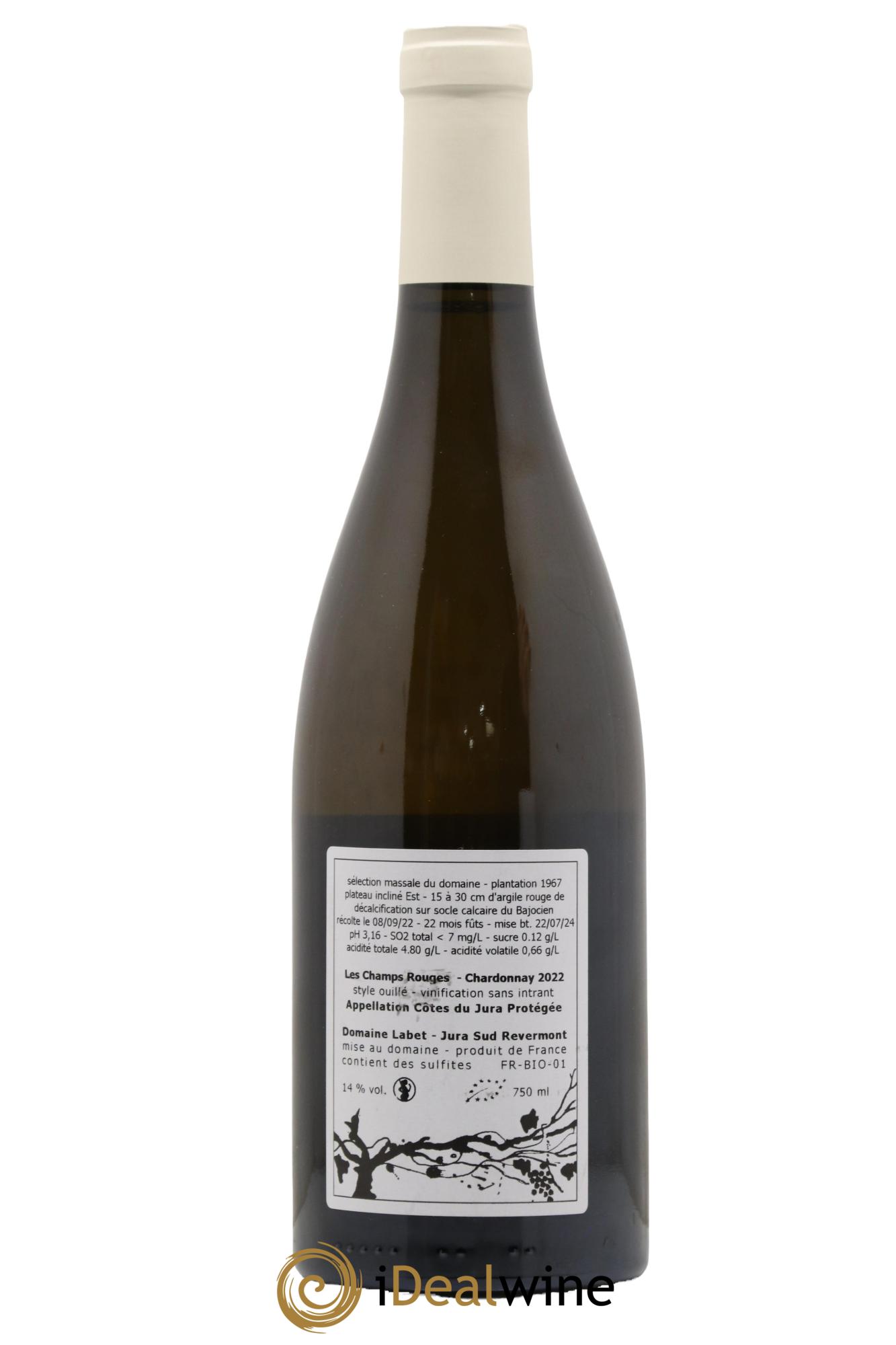 Côtes du Jura Chardonnay Les Champs Rouges Romain - Julien  - Charline Labet 2022 - Lot de 1 bouteille - 1