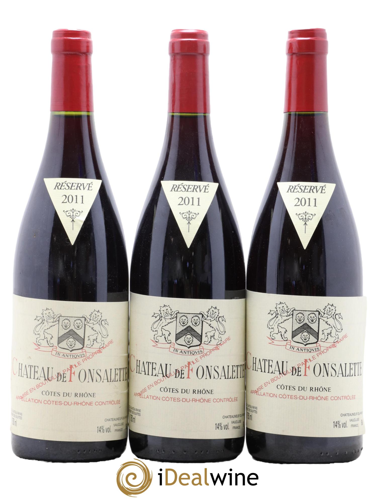 Côtes du Rhône Château de Fonsalette Emmanuel Reynaud 2011 - Lot de 3 bouteilles - 0