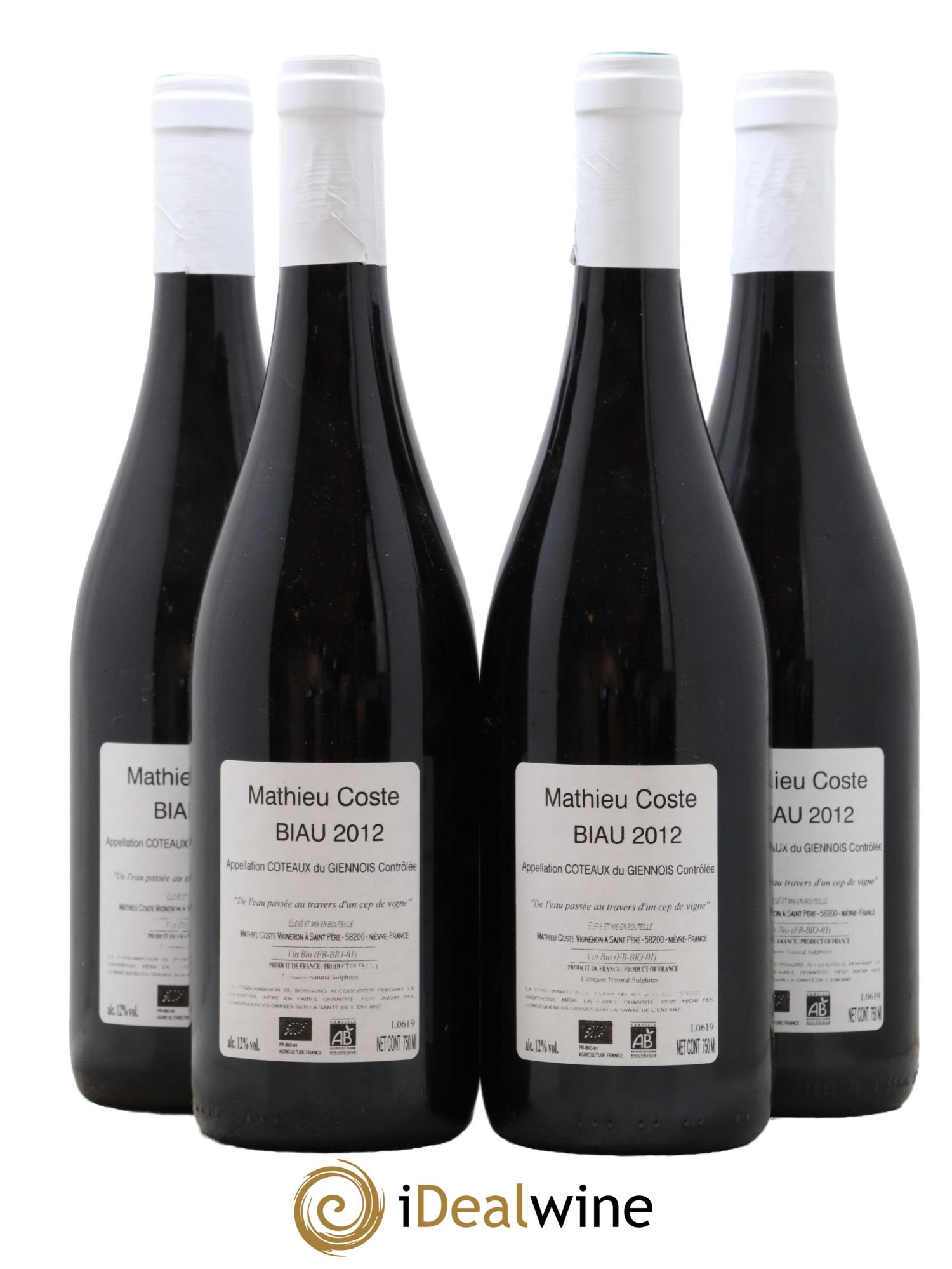 Vin de France Biau Mathieu Coste 2012 - Lot de 4 bouteilles - 1