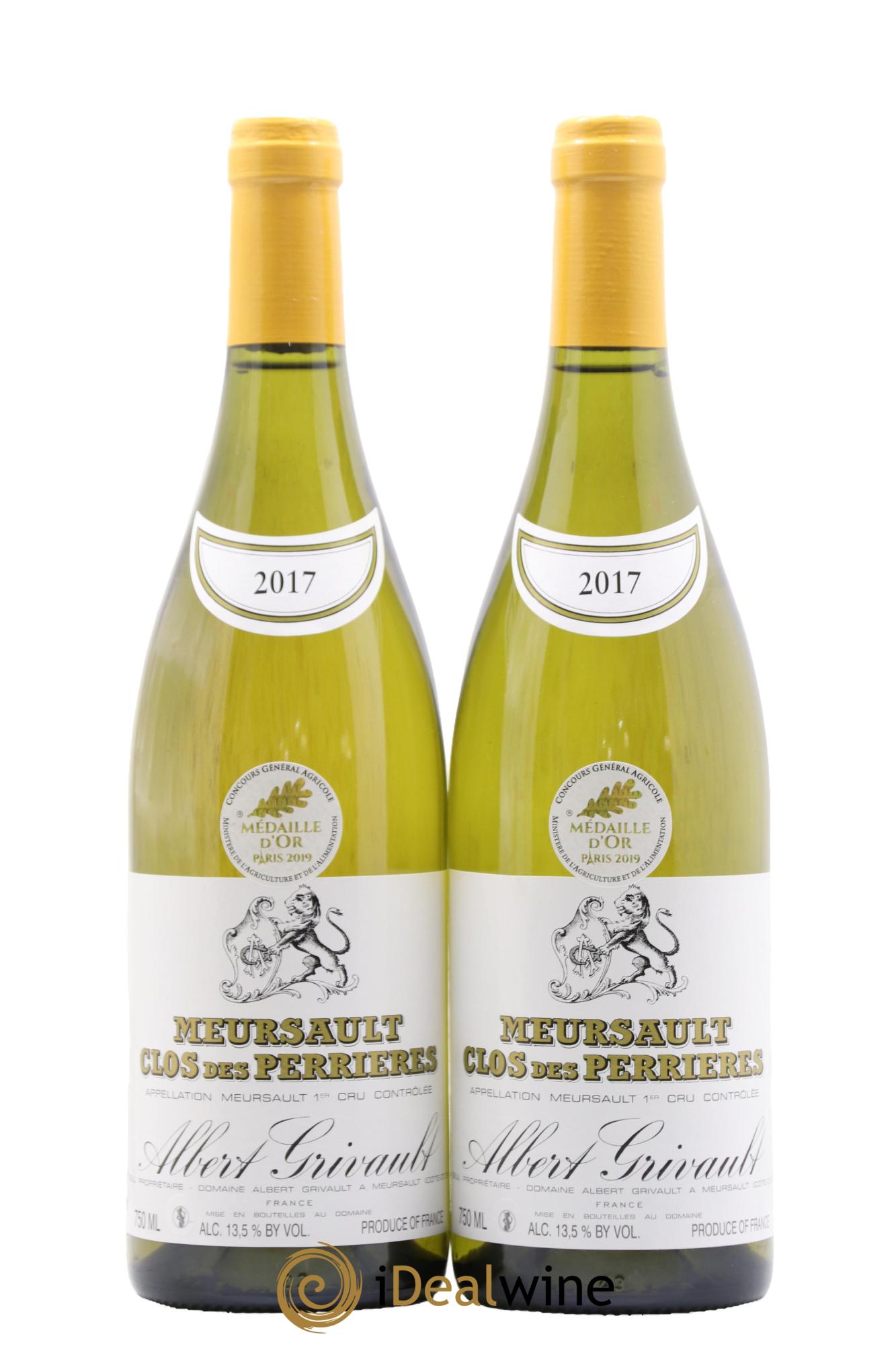 Meursault 1er Cru Clos des Perrières Albert Grivault  2017 - Lotto di 2 bottiglie - 0