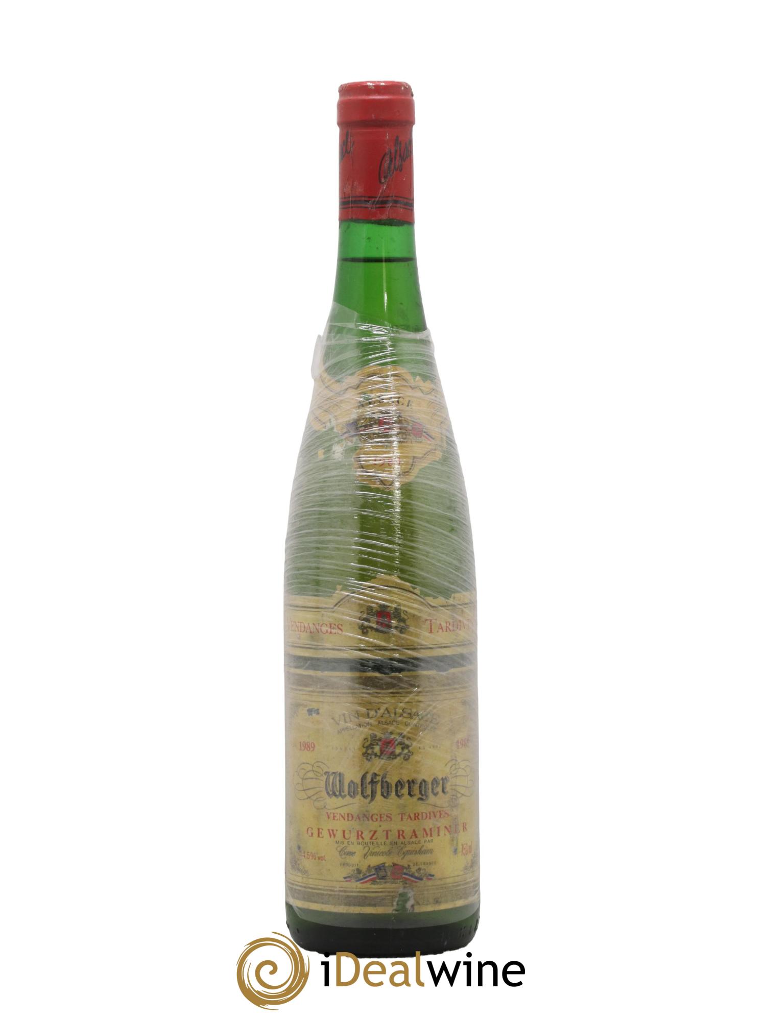 Alsace Vendanges Tardives Gewurztraminer Vignerons Réunis Eguisheim Wolfberger 1989 - Posten von 1 Flasche - 0