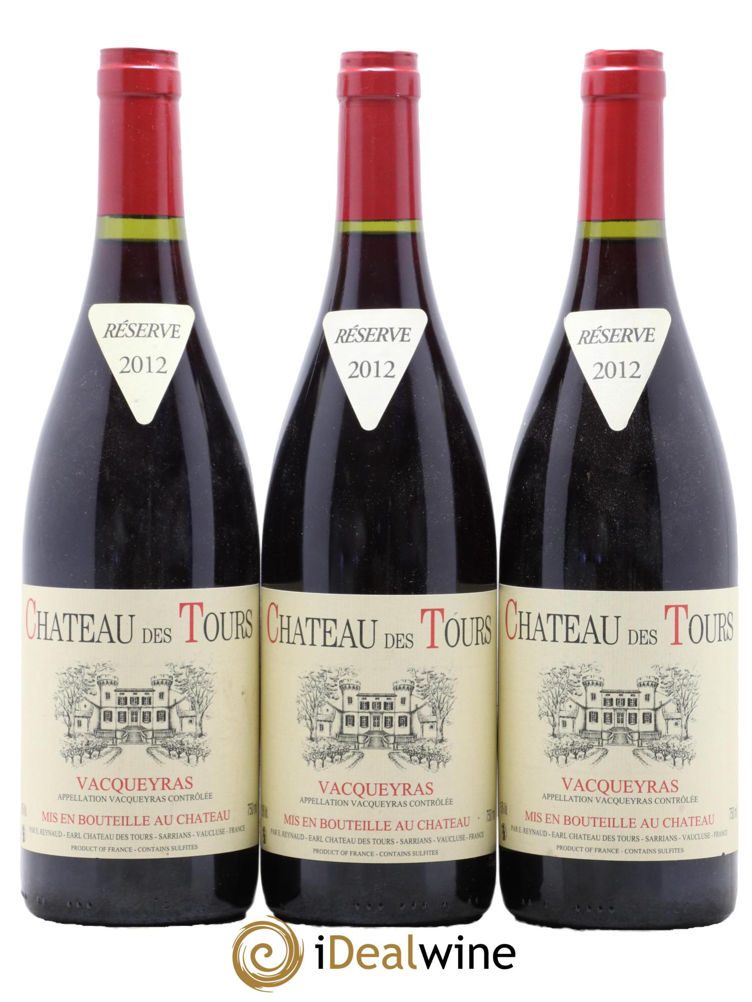 Vacqueyras Château des Tours Emmanuel Reynaud 2012 - Lot de 3 bouteilles - 0