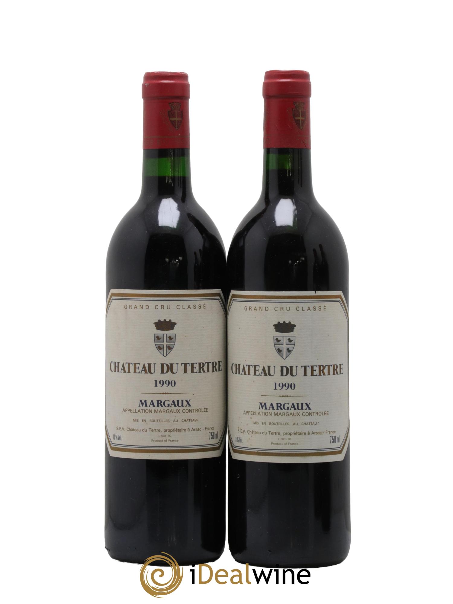 Château du Tertre 5ème Grand Cru Classé 1990 - Lotto di 2 bottiglie - 0