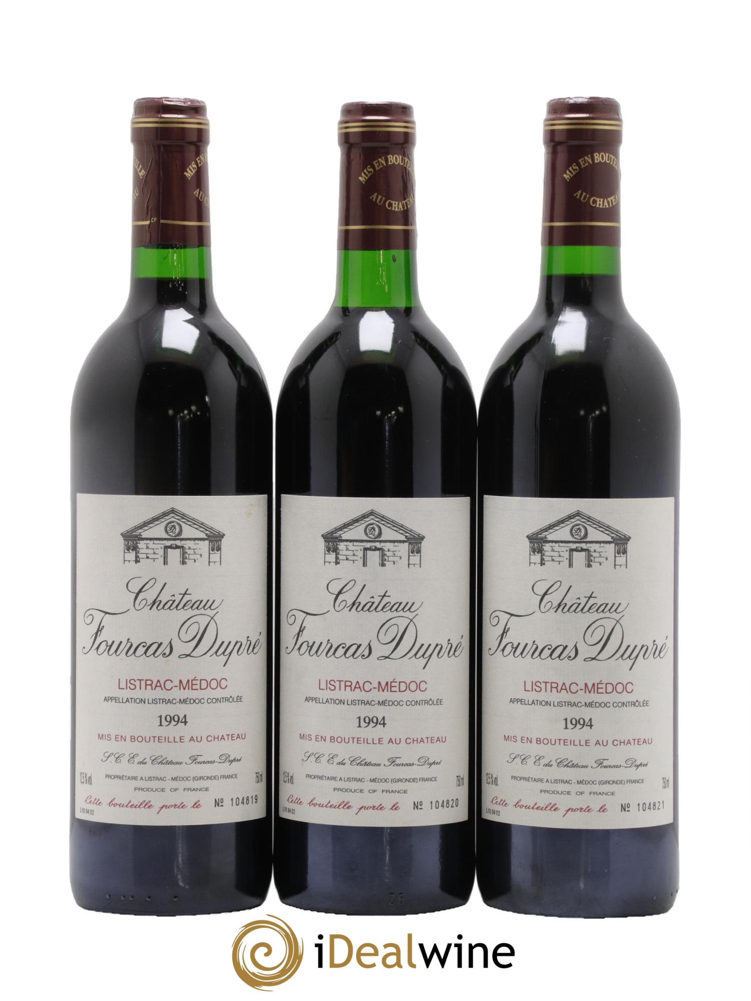 Château Fourcas Dupré 1994 - Lot of 3 bottles - 0