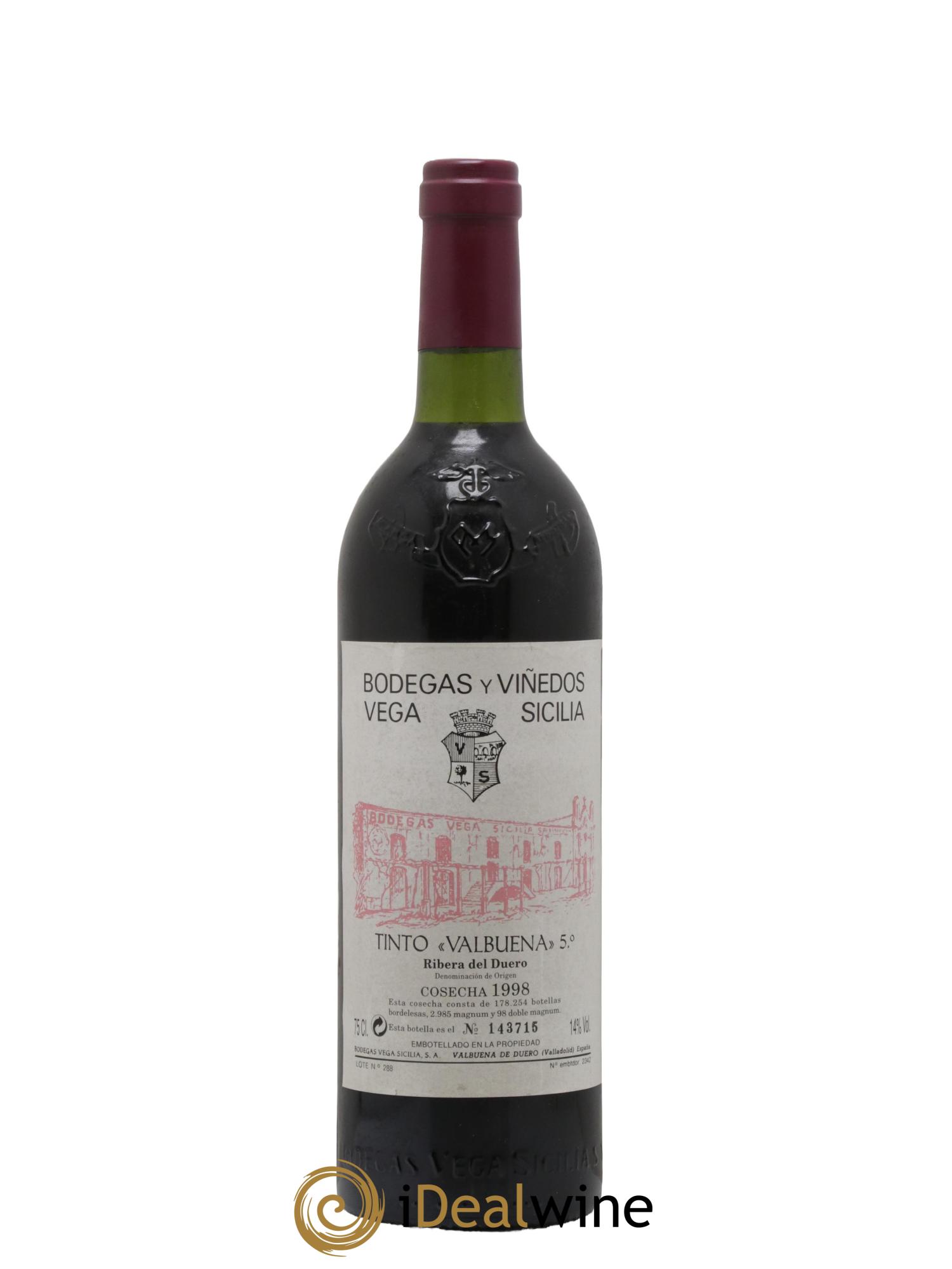 Ribera Del Duero DO Vega Sicilia Valbuena 5 ano Famille Alvarez 1998 - Lotto di 1 bottiglia - 0