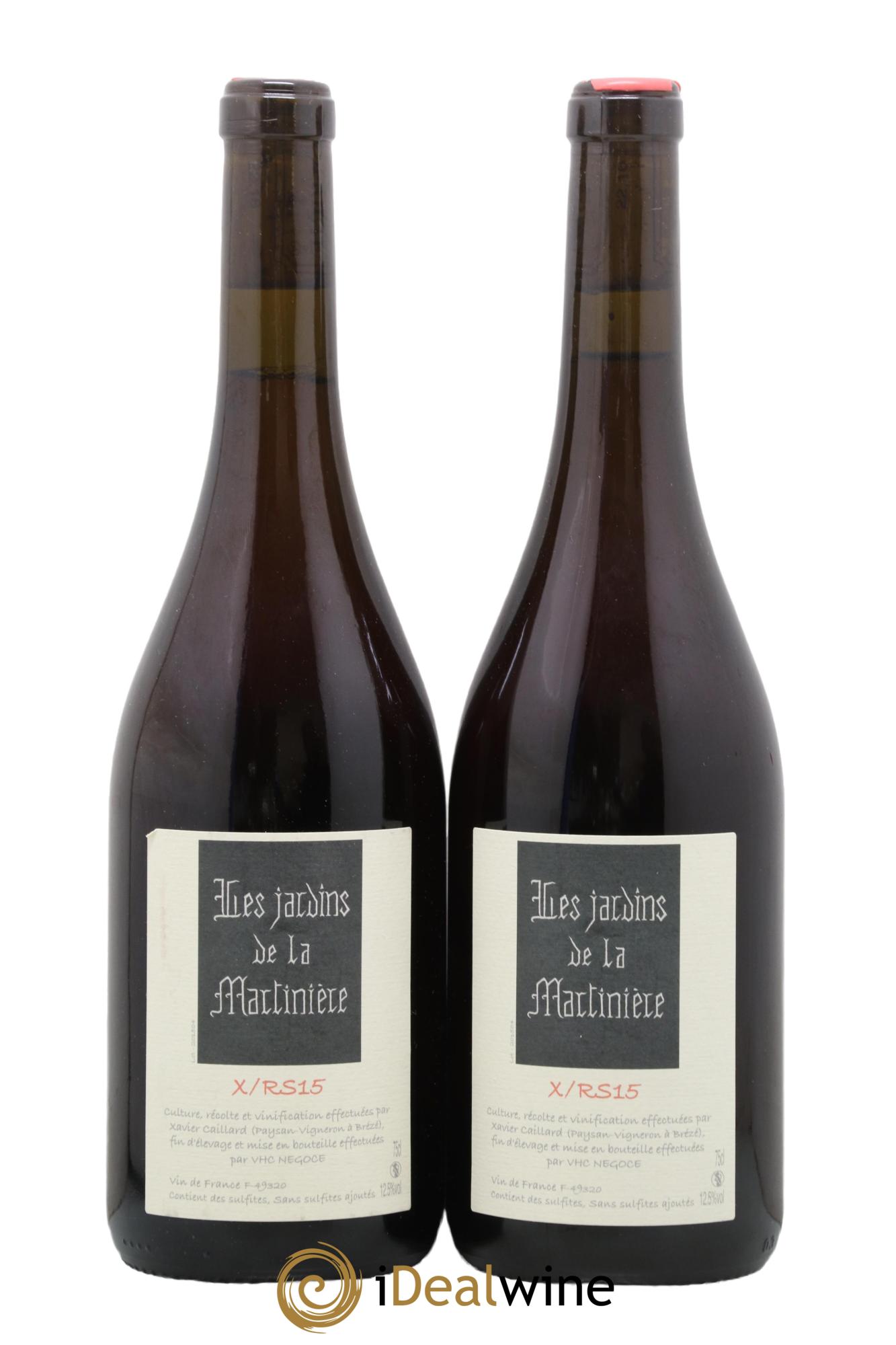 Vin de France X RS Les Jardins de la Martinière Récolté et vinifié par Xavier Caillard et fin d'élevage par les jardins de la Martinière 2015 - Lot of 2 bottles - 0