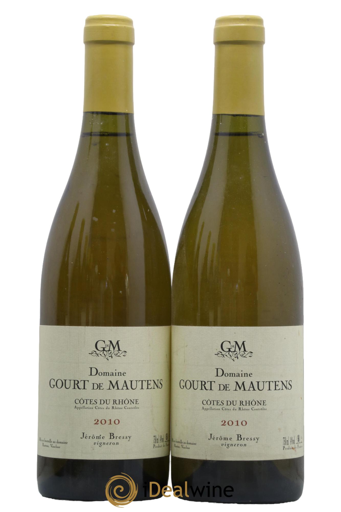 Côtes du Rhône Domaine Gourt de Mautens - Jérôme Bressy 2010 - Posten von 2 Flaschen - 0