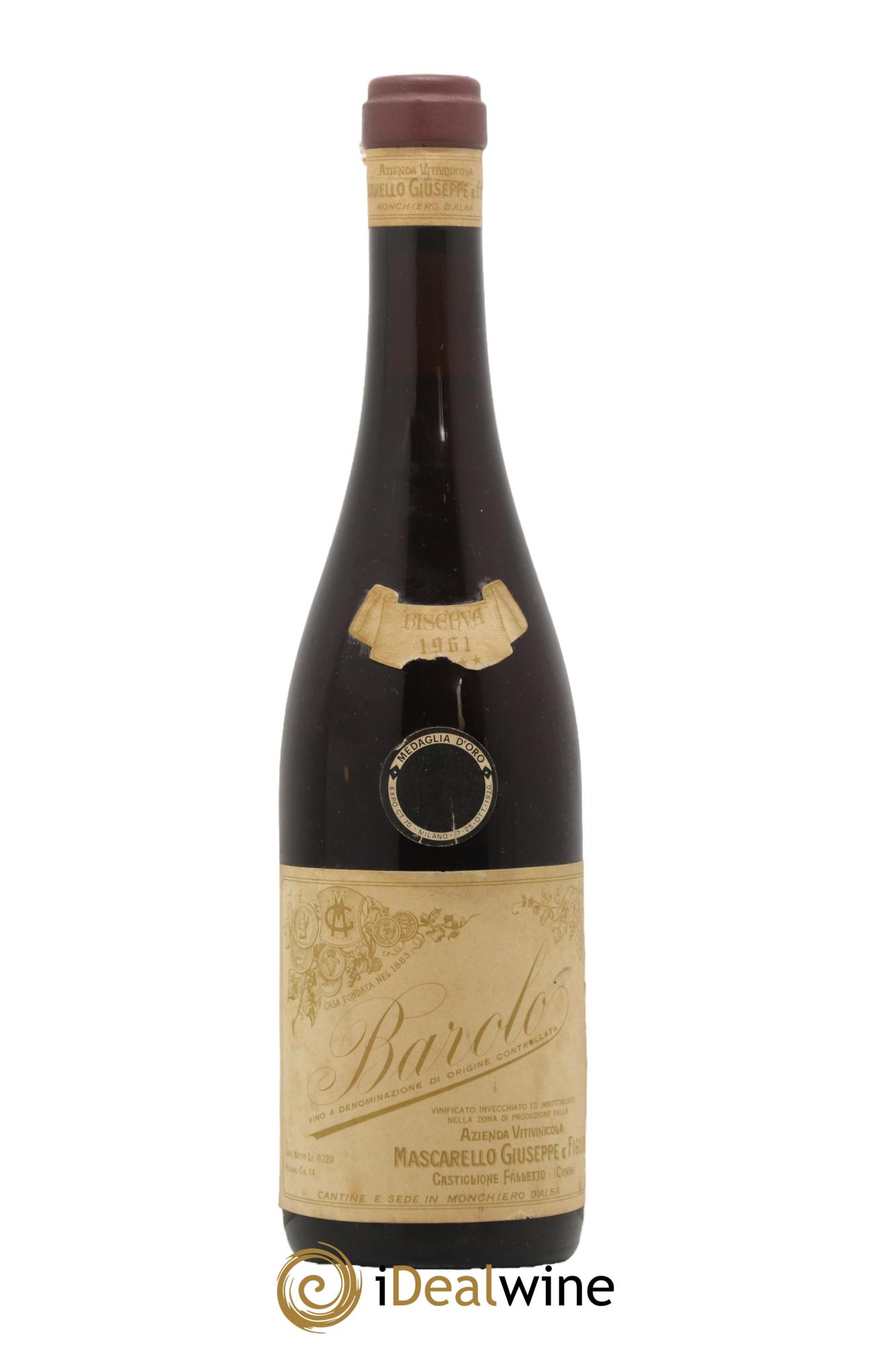 Barolo DOCG Riserva Giuseppe Mascarello 1961 - Lot de 1 bouteille - 0