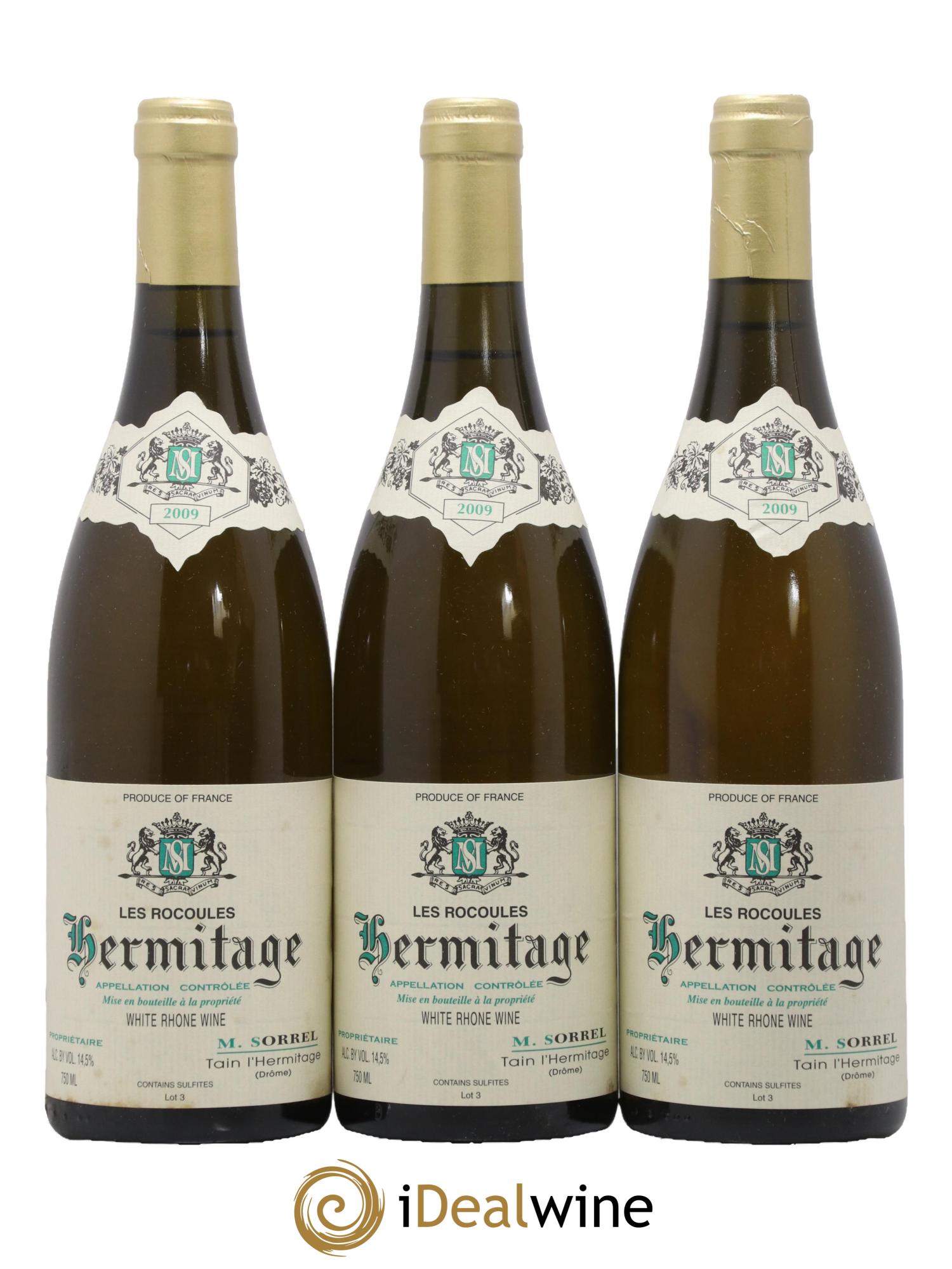 Hermitage Les Rocoules Marc Sorrel  2009 - Lot of 3 bottles - 0