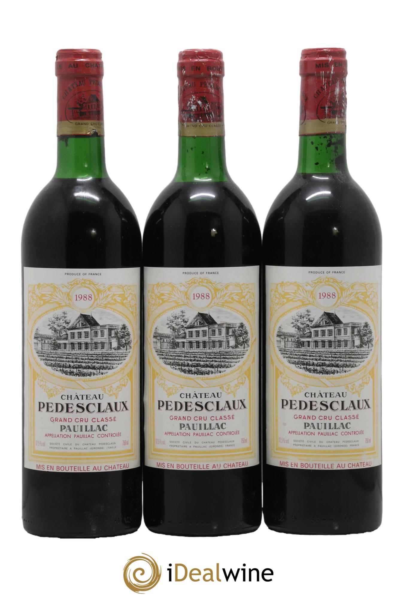 Château Pedesclaux 5ème Grand Cru Classé  1988 - Lot de 3 bouteilles - 0