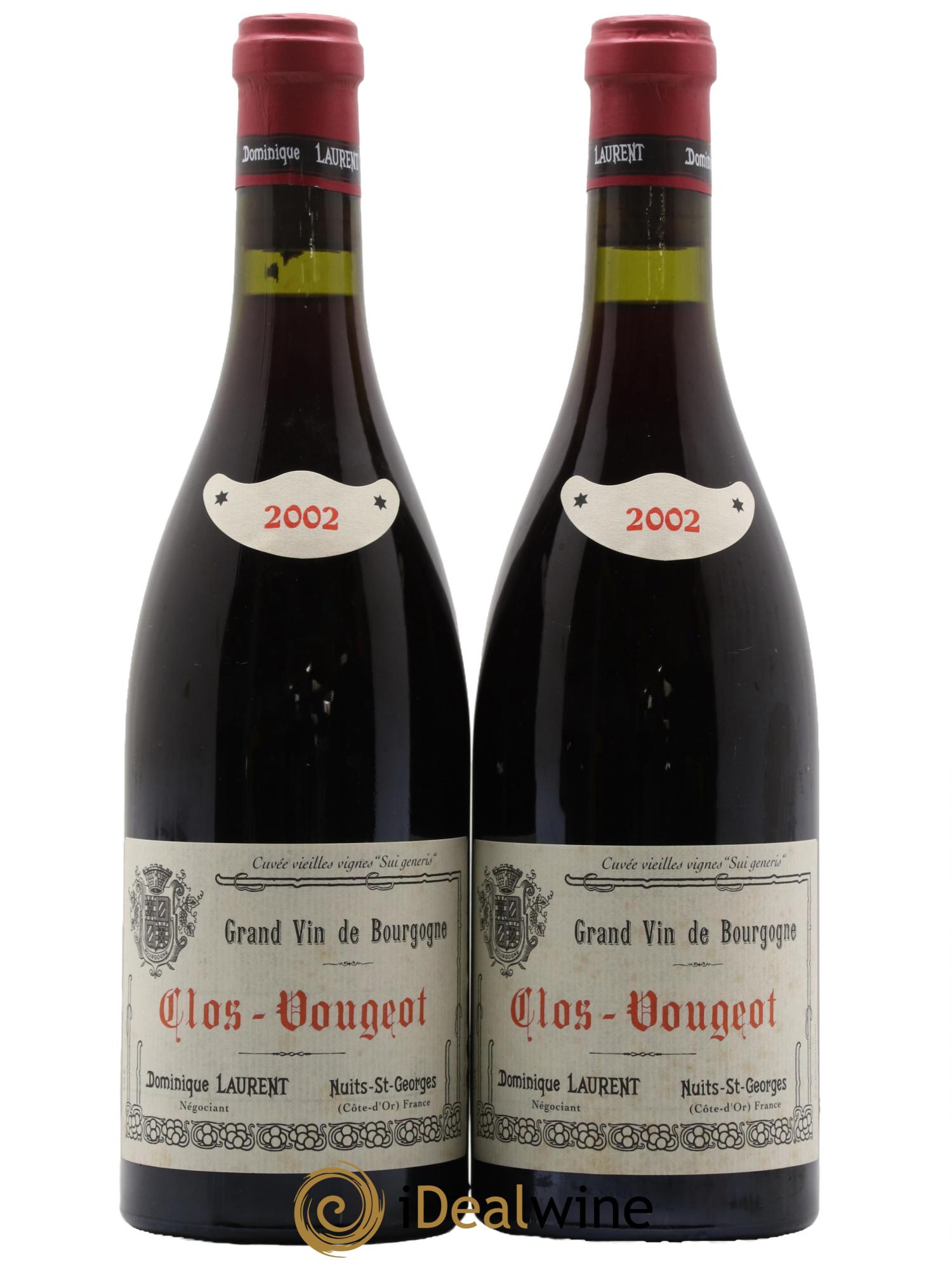 Clos de Vougeot Grand Cru Vieilles Vignes Domaine Dominique Laurent 2002 - Lotto di 2 bottiglie - 0