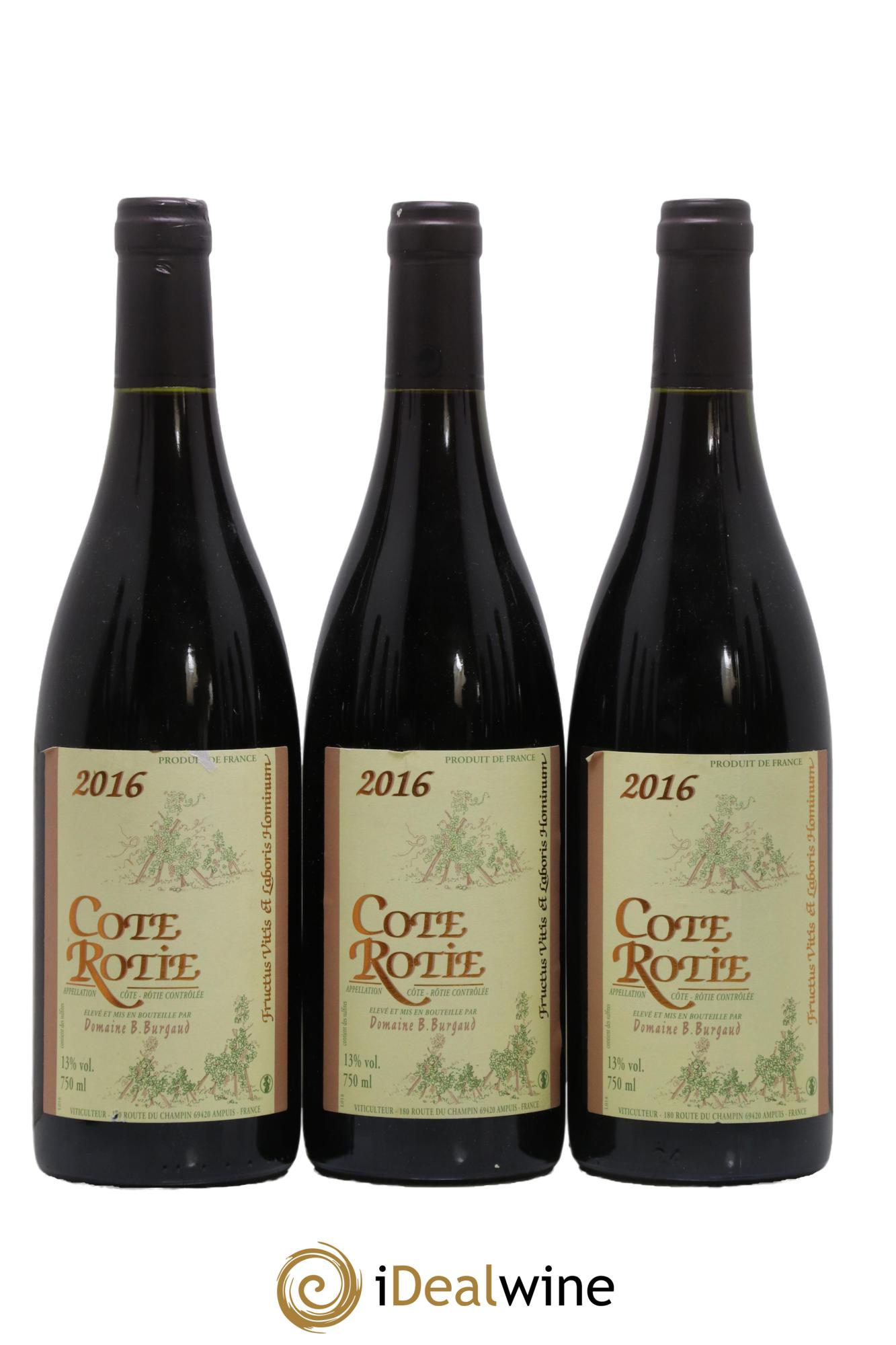 Côte-Rôtie Bernard Burgaud  2016 - Lot of 3 bottles - 0