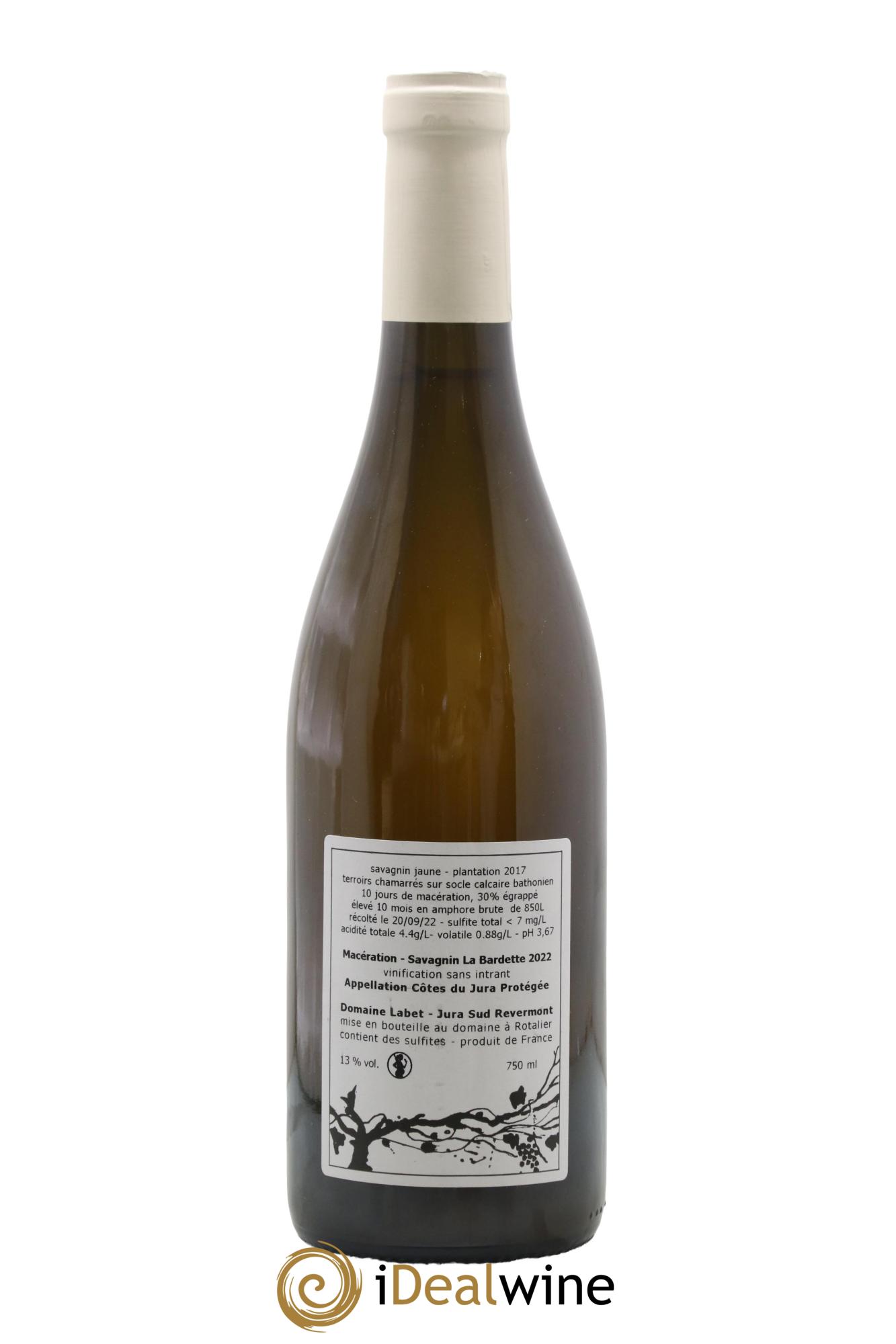 Côtes du Jura Savagnin de macération La Bardette Romain - Julien  - Charline Labet 2022 - Lot of 1 bottle - 1