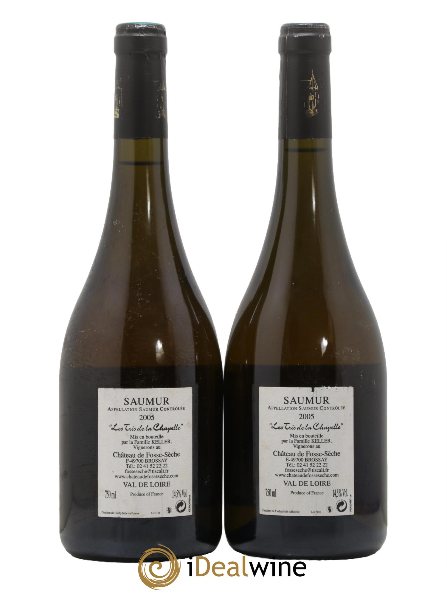 Saumur Les Tris de la Chapelle Château de Fosse-Sèche 2005 - Lot de 2 bouteilles - 1