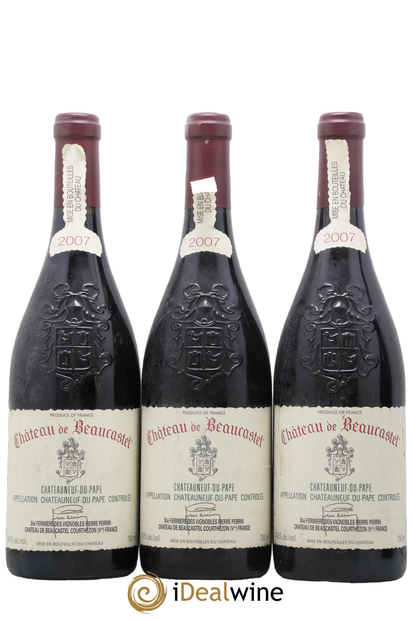 Châteauneuf-du-Pape Château de Beaucastel Famille Perrin 2007 - Lot de 3 bouteilles - 0