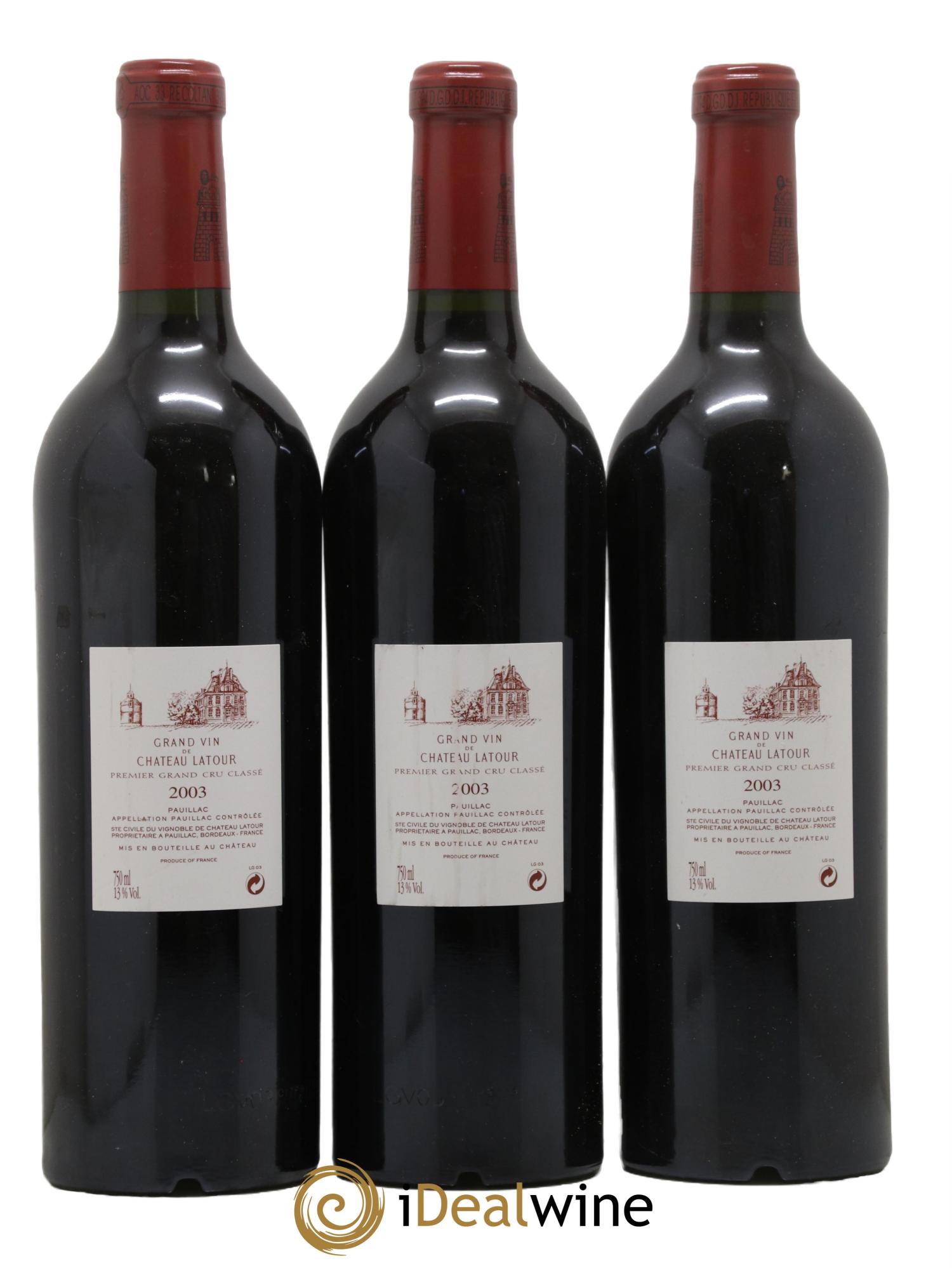 Château Latour 1er Grand Cru Classé 2003 - Posten von 3 Flaschen - 1