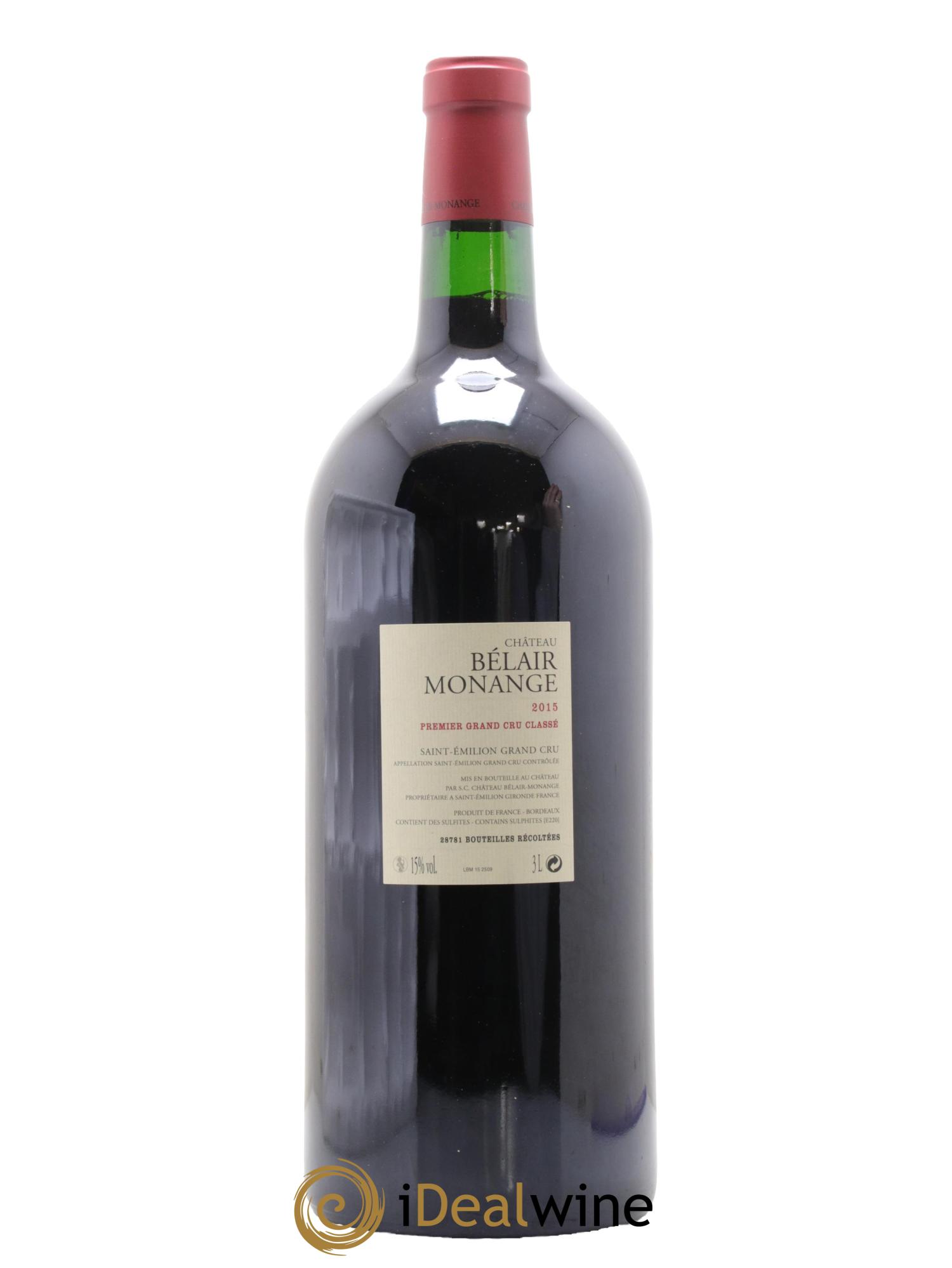 Château Belair (Belair-Monange) 1er Grand Cru Classé B 2015 - Lotto di 1 jéroboam - 2