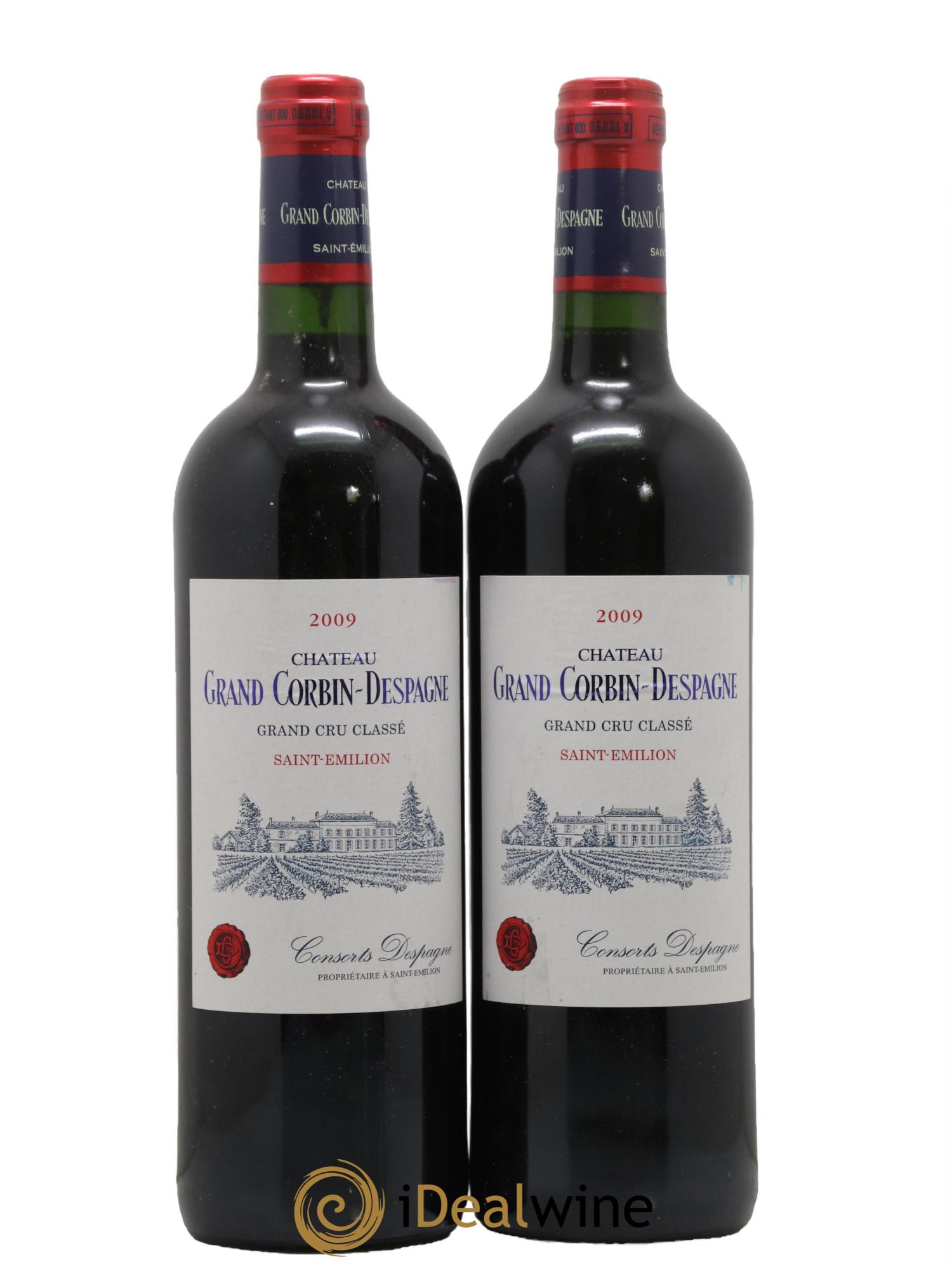 Château Grand Corbin Despagne Grand Cru Classé 2009 - Lotto di 2 bottiglie - 0