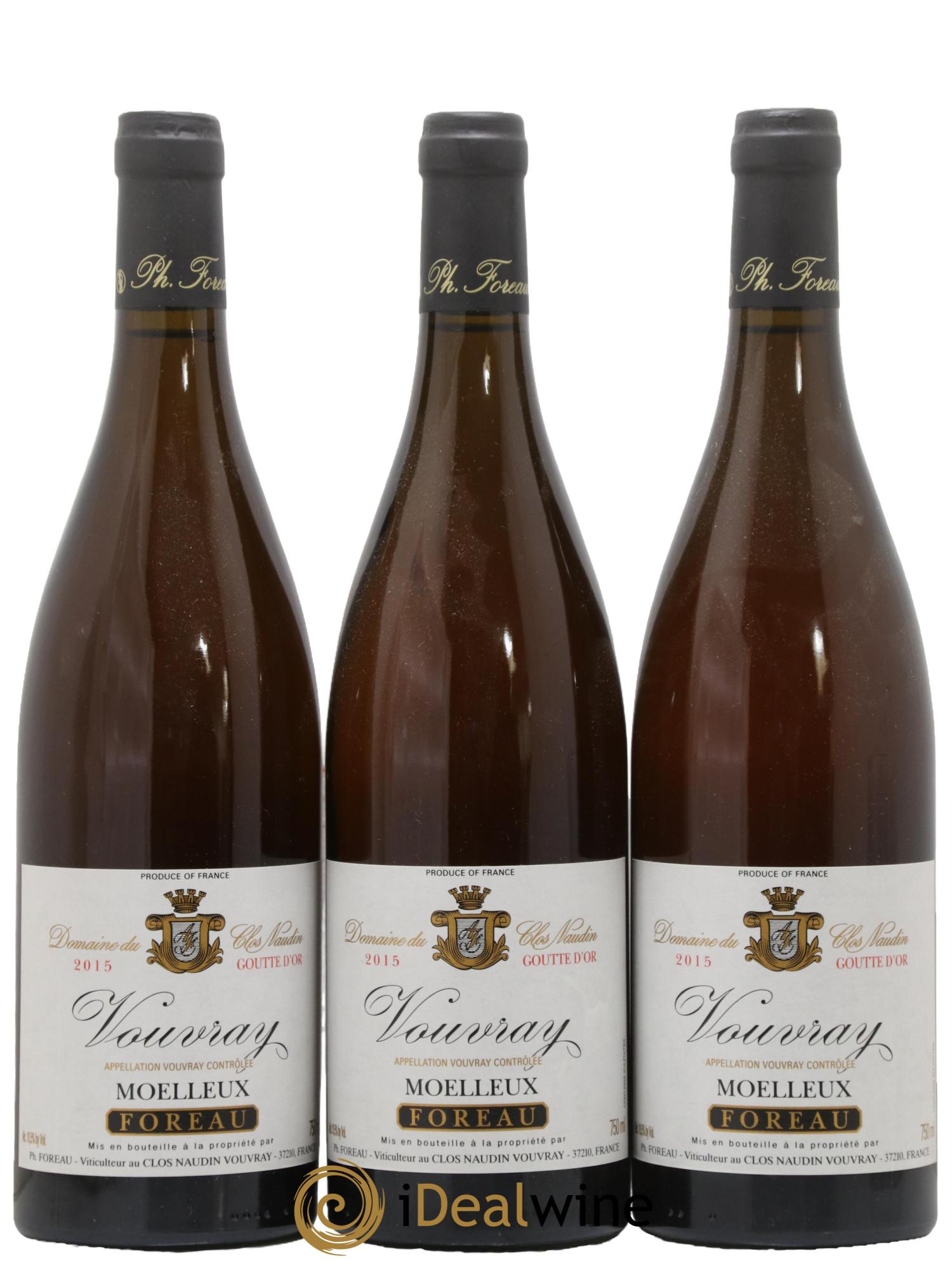 Vouvray Goutte d'Or Clos Naudin - Philippe Foreau 2015 - Lot de 3 bouteilles - 0