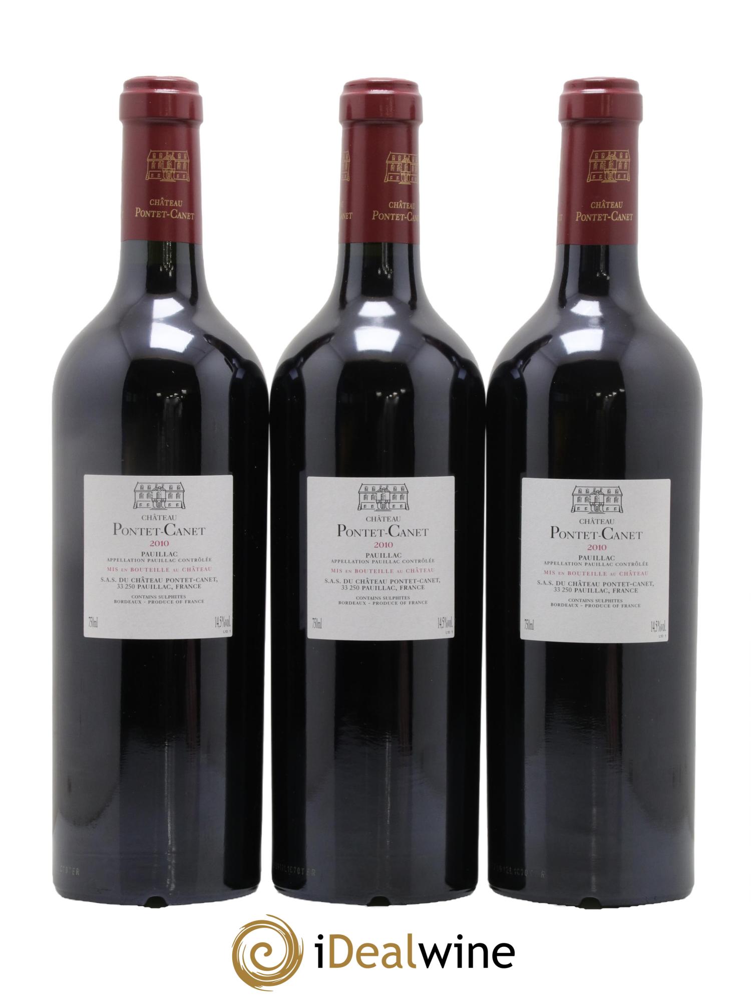 Château Pontet Canet 5ème Grand Cru Classé 2010 - Lotto di 3 bottiglie - 1