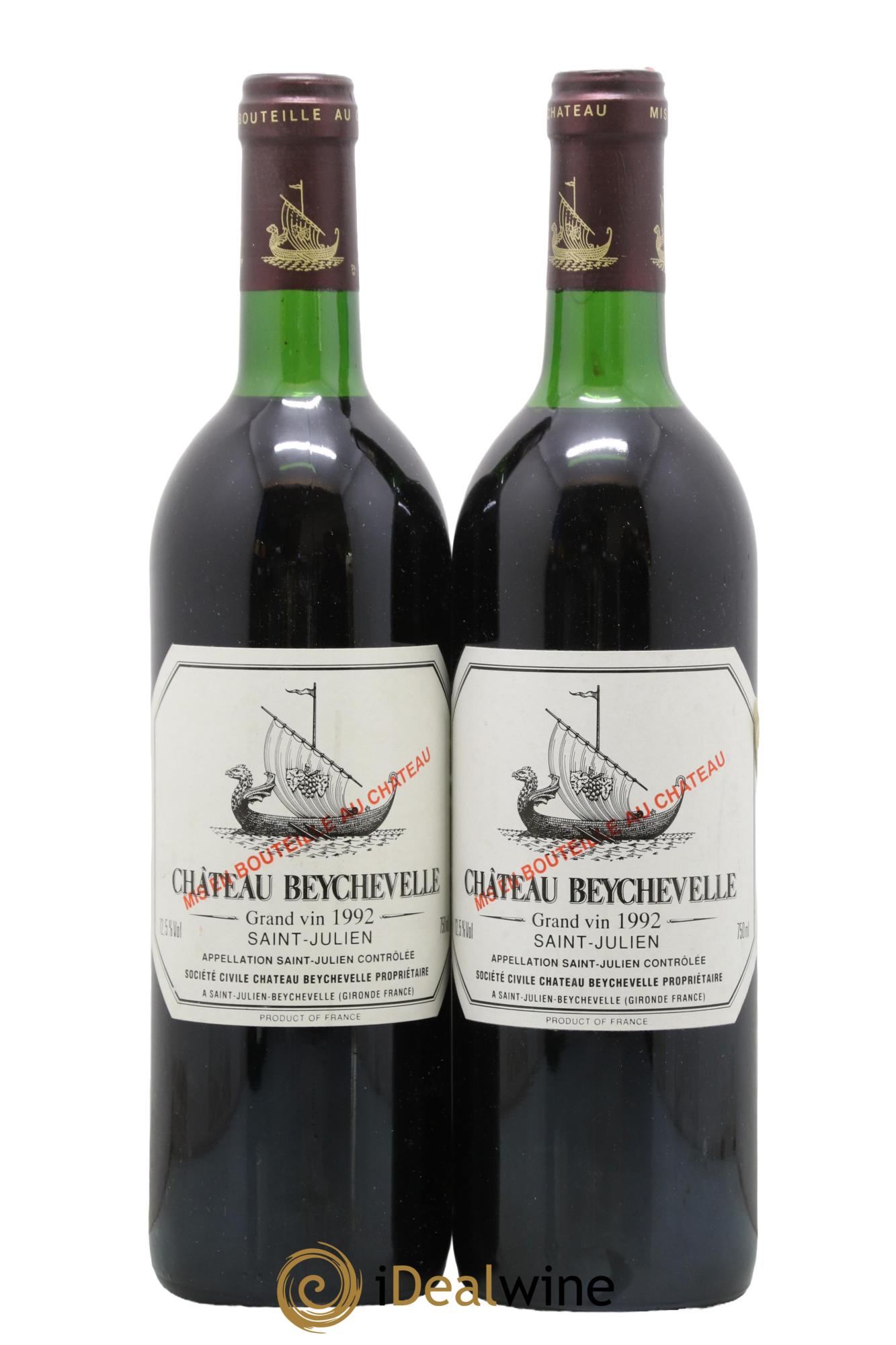 Château Beychevelle 4ème Grand Cru Classé 1992 - Lot de 2 bouteilles - 0