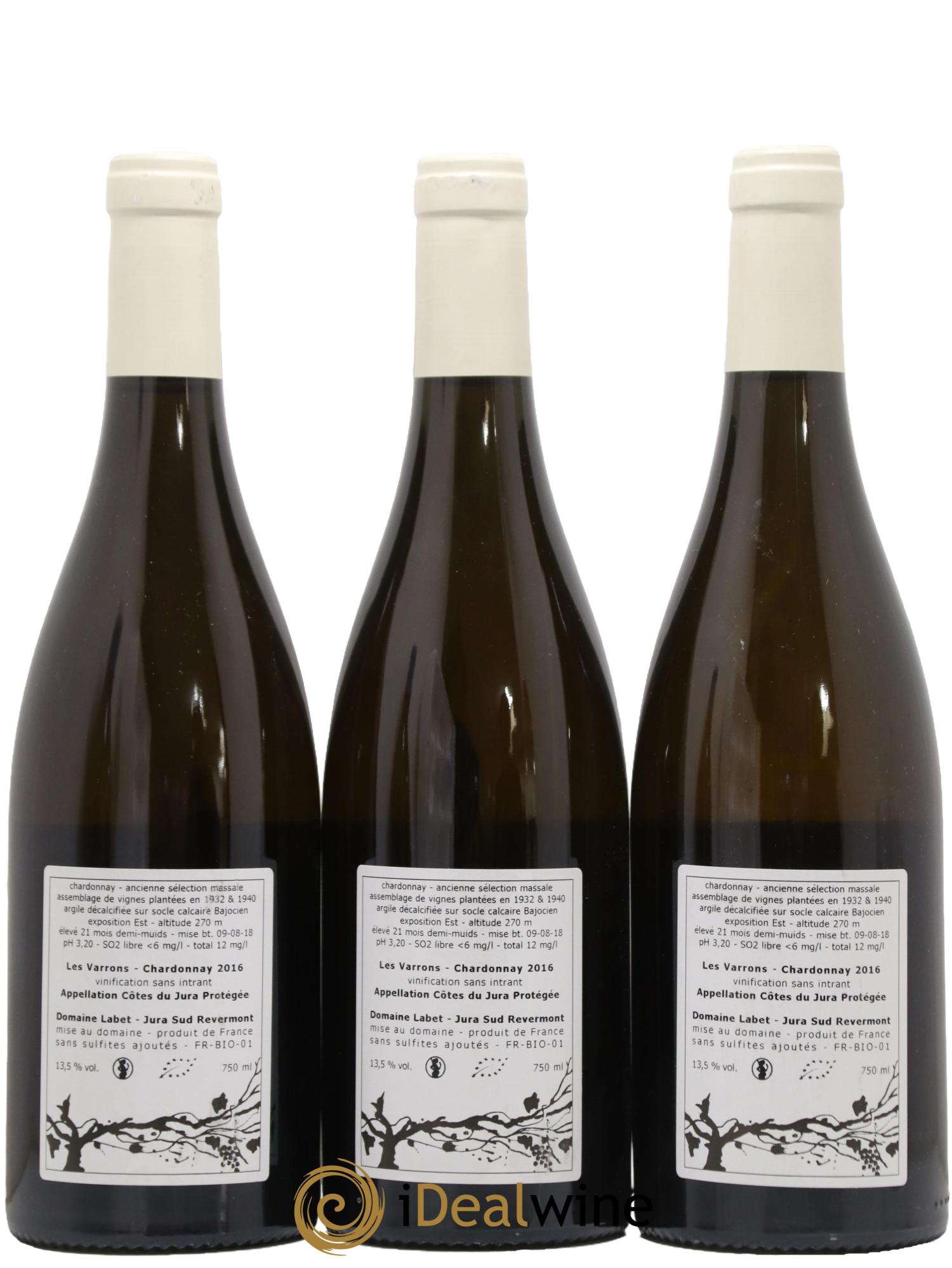 Côtes du Jura Chardonnay Les Varrons Romain - Julien  - Charline Labet 2016 - Lot of 3 bottles - 1