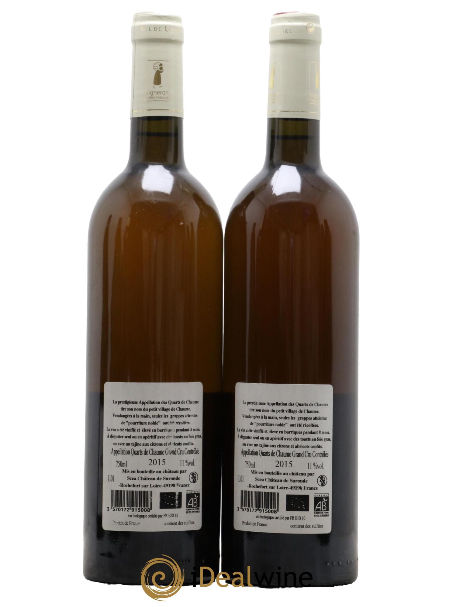 Quarts de Chaume Grains Nobles Château de Suronde  2015 - Lot de 2 bouteilles - 1