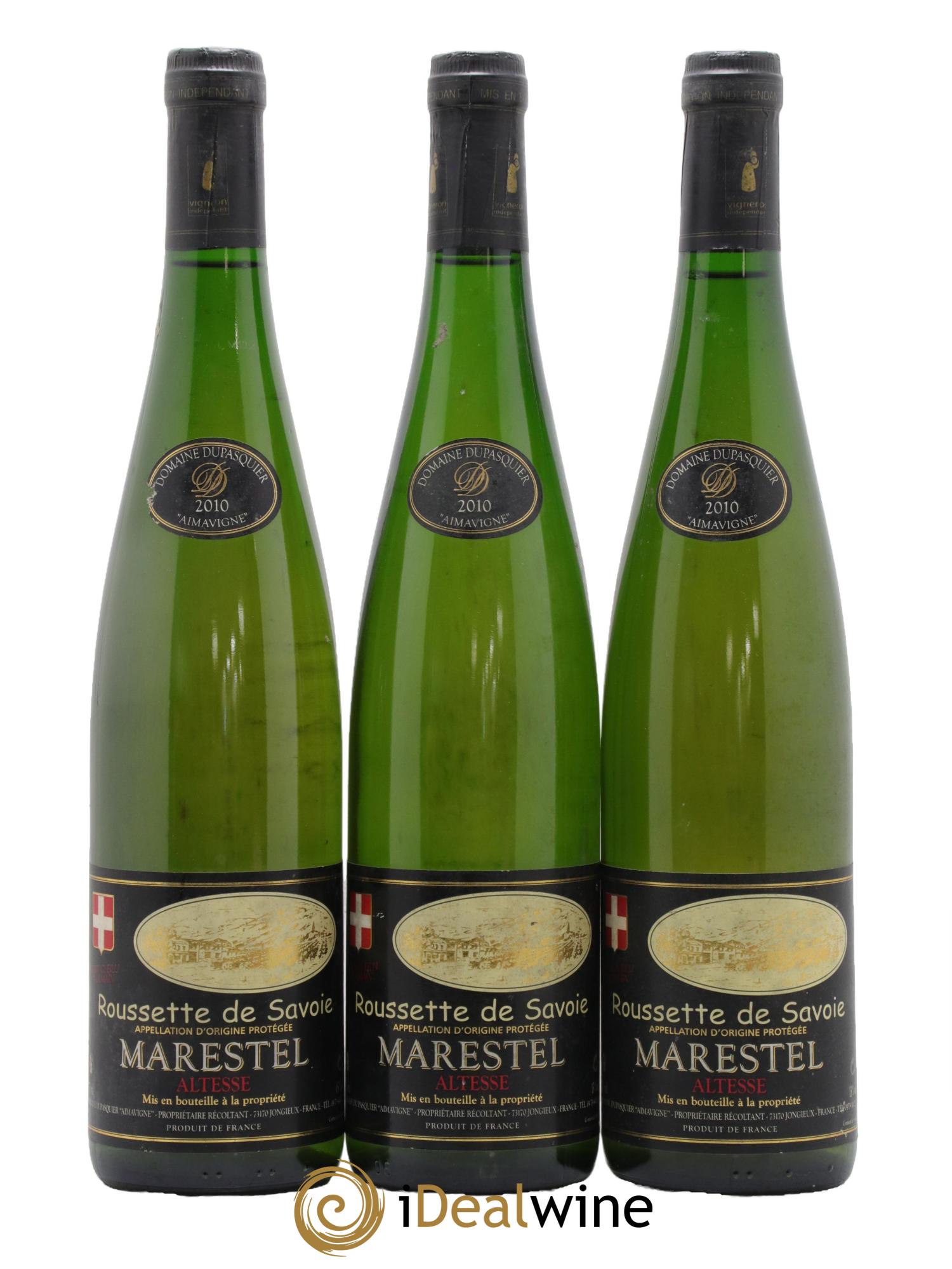 Vin de Savoie Roussette De Savoie Altesse Marestel Dupasquier Aimavigne 2010 - Lot de 3 bouteilles - 0