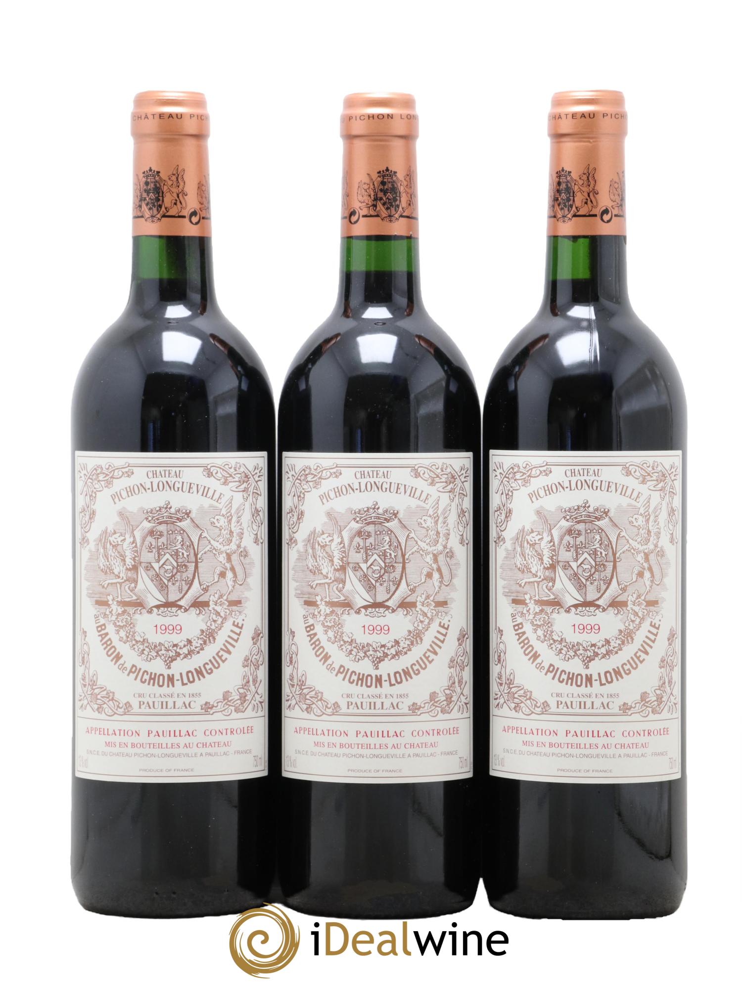 Pichon Longueville Baron 2ème Grand Cru Classé 1999 - Lot de 3 bouteilles - 0