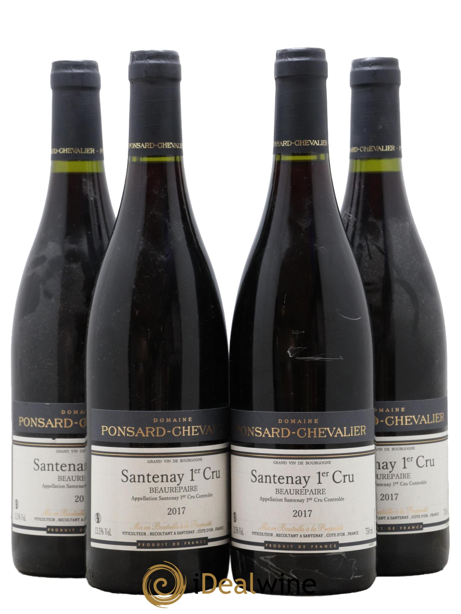 Santenay 1er Cru Beaurepaire Domaine Ponsard Chevalier 2017 - Lot de 4 bouteilles - 0