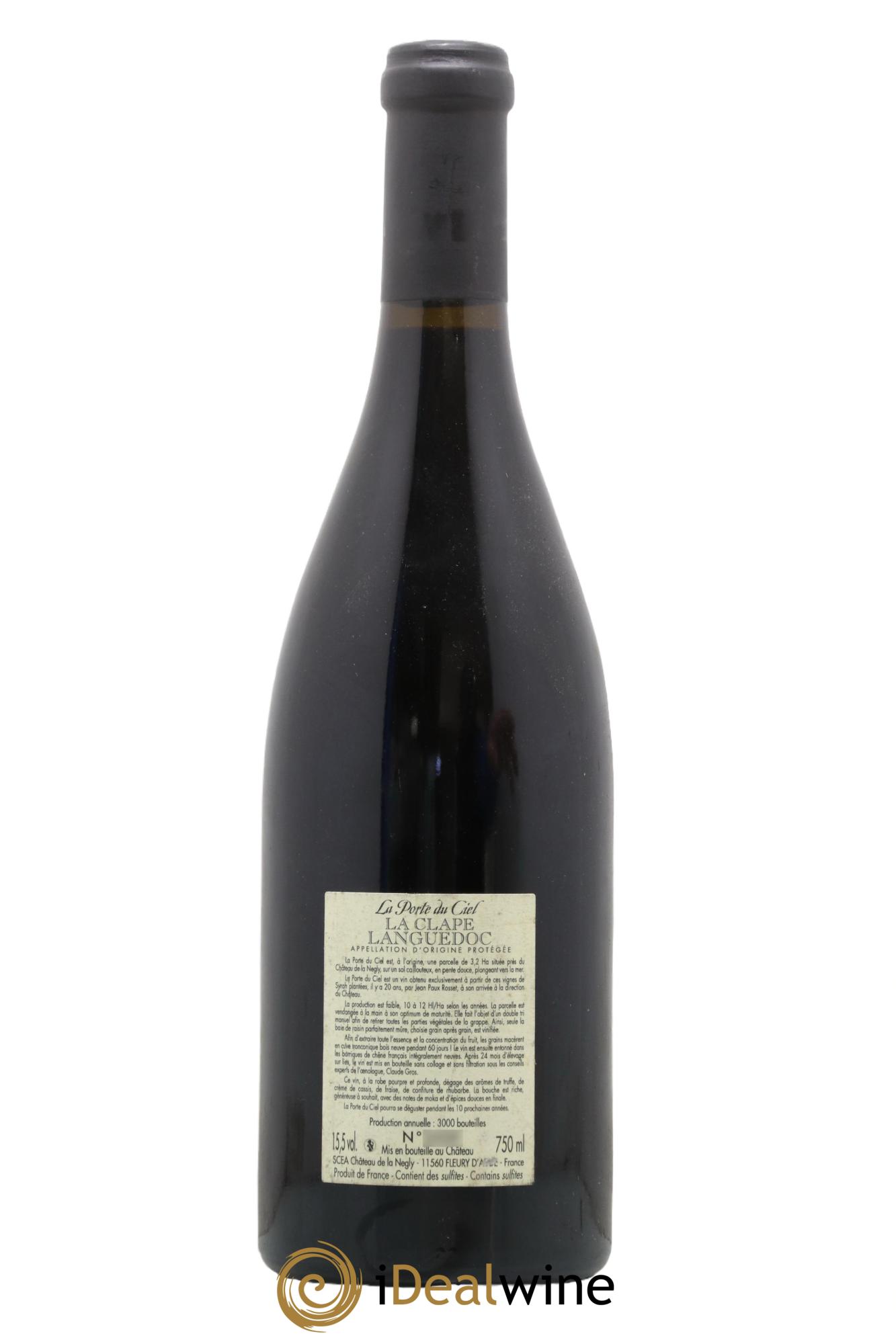 Coteaux du Languedoc La Clape Château de La Négly La Porte du Ciel Jean Paux-Rosset 2014 - Lot of 1 bottle - 1