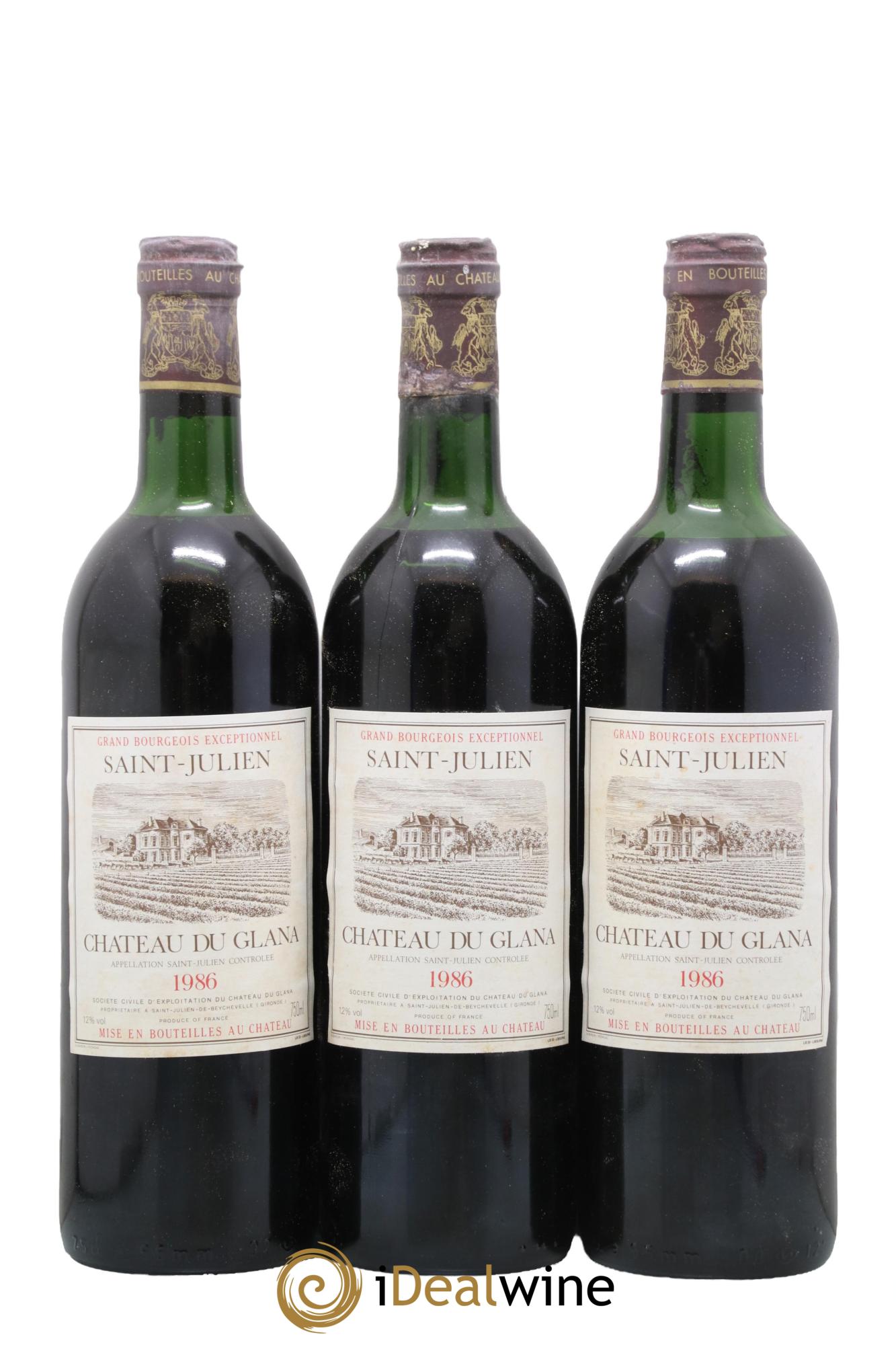 Château du Glana Cru Bourgeois 1986 - Lotto di 3 bottiglie - 0