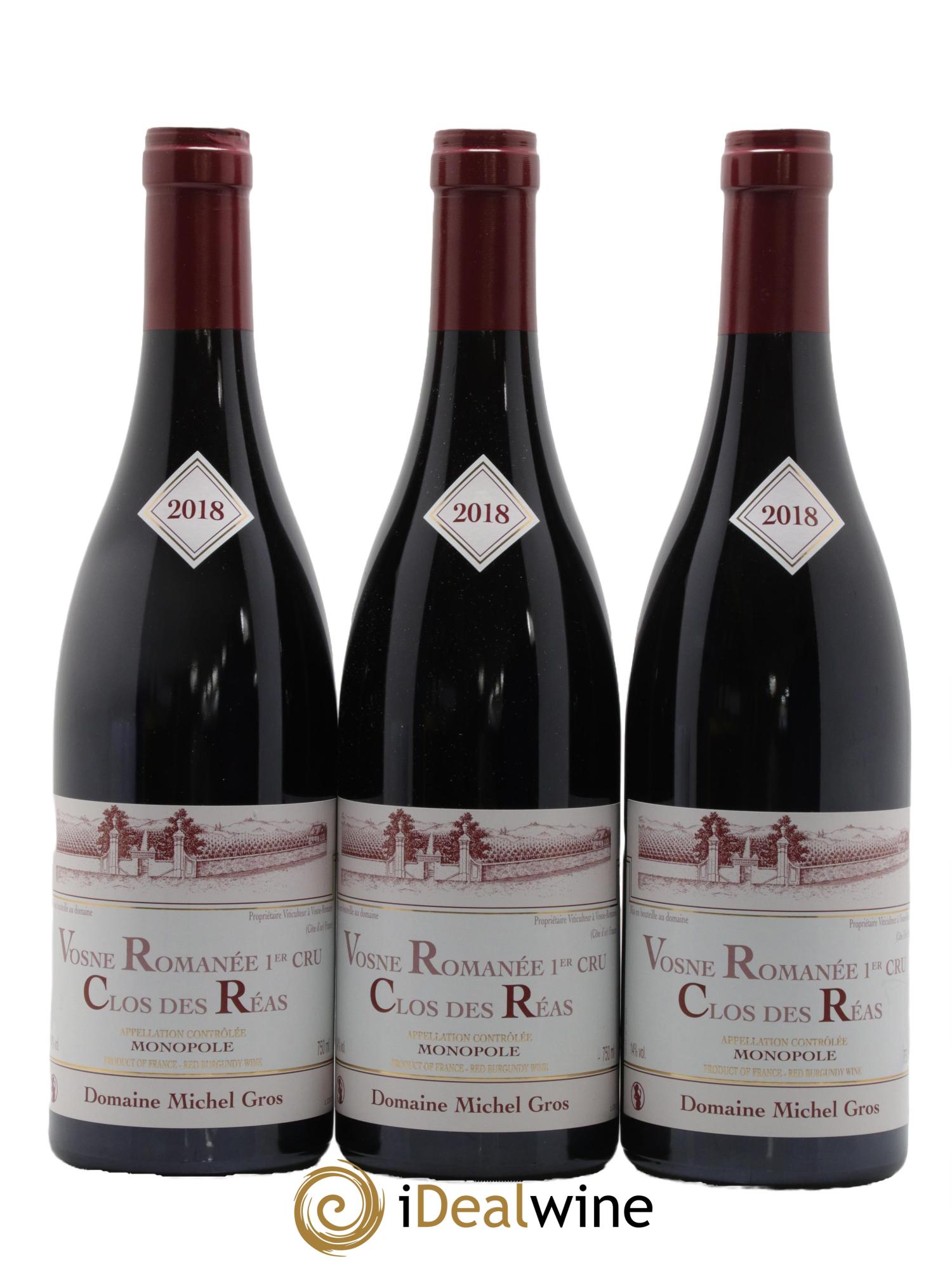 Vosne-Romanée 1er Cru Clos des Réas Michel Gros 2018 - Lotto di 3 bottiglie - 0