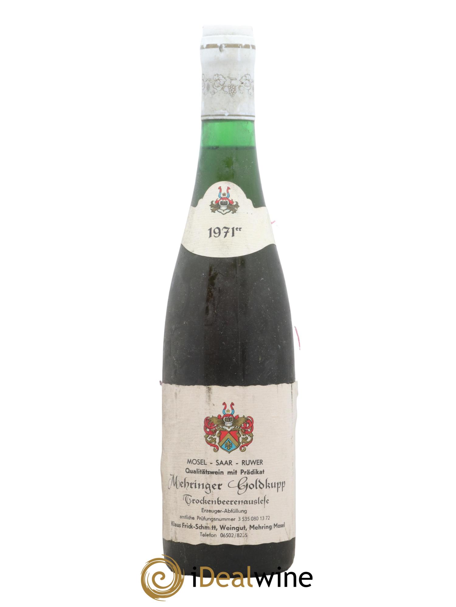 Allemagne Mosel-Saar Trockenbeerenauslese Mehringer Goldkupp Weingut Frick Schmitt 1971 - Lot of 1 bottle - 0