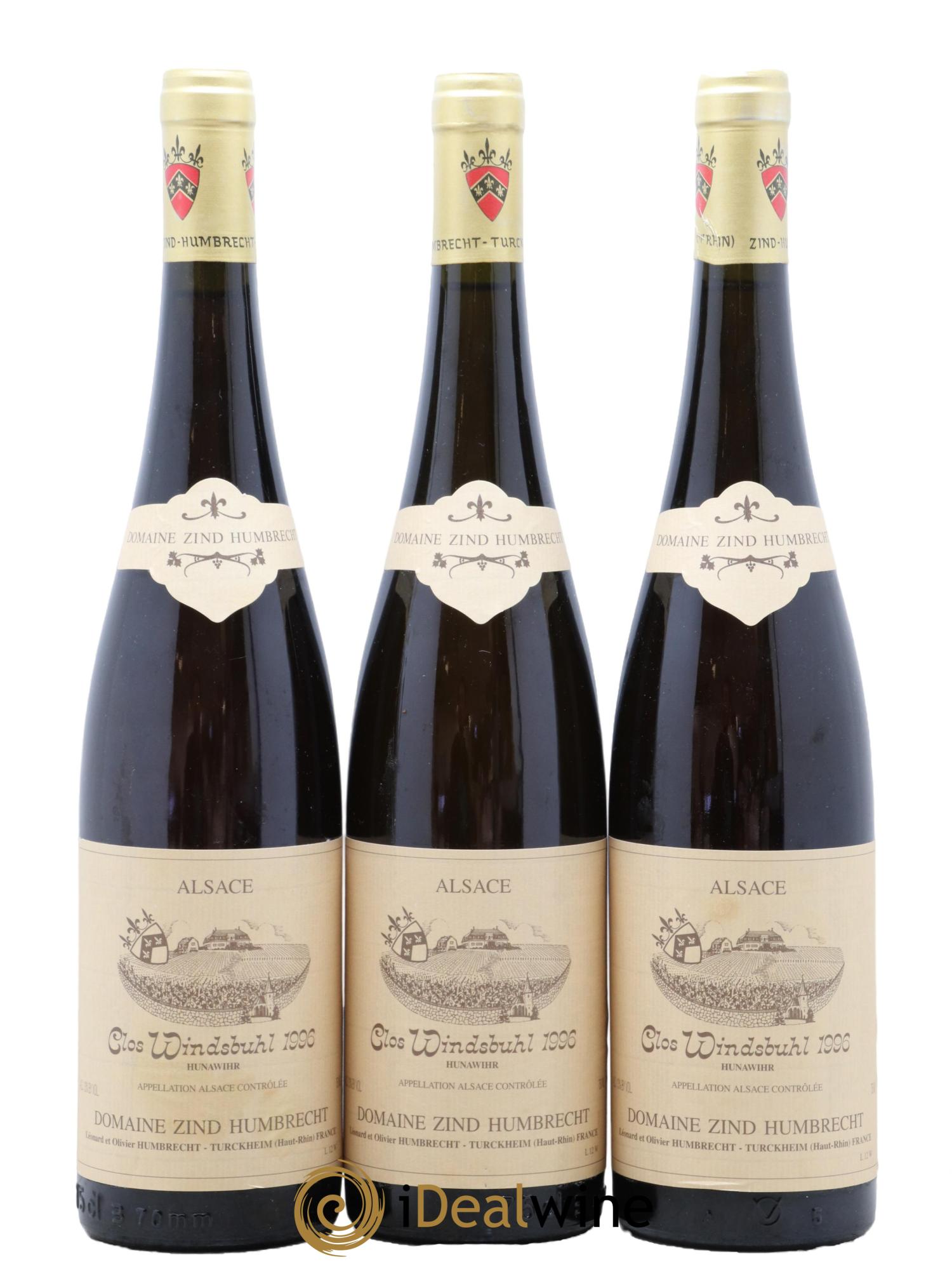 Alsace Riesling Clos Windsbuhl Zind-Humbrecht (Domaine)  1996 - Lot of 3 bottles - 0