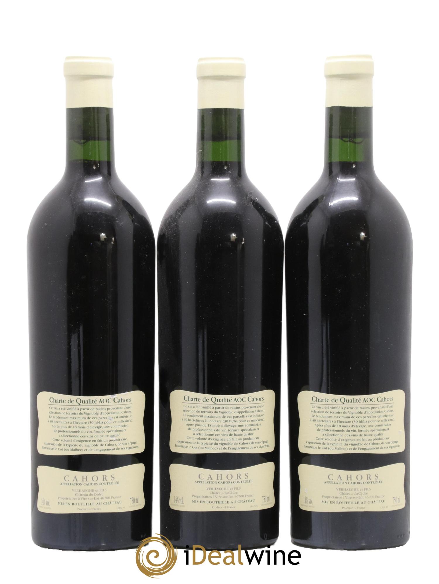 Cahors Château du Cèdre Cuvée Le Cèdre Pascal et Jean-Marc Verhaeghe 2005 - Lot of 3 bottles - 1