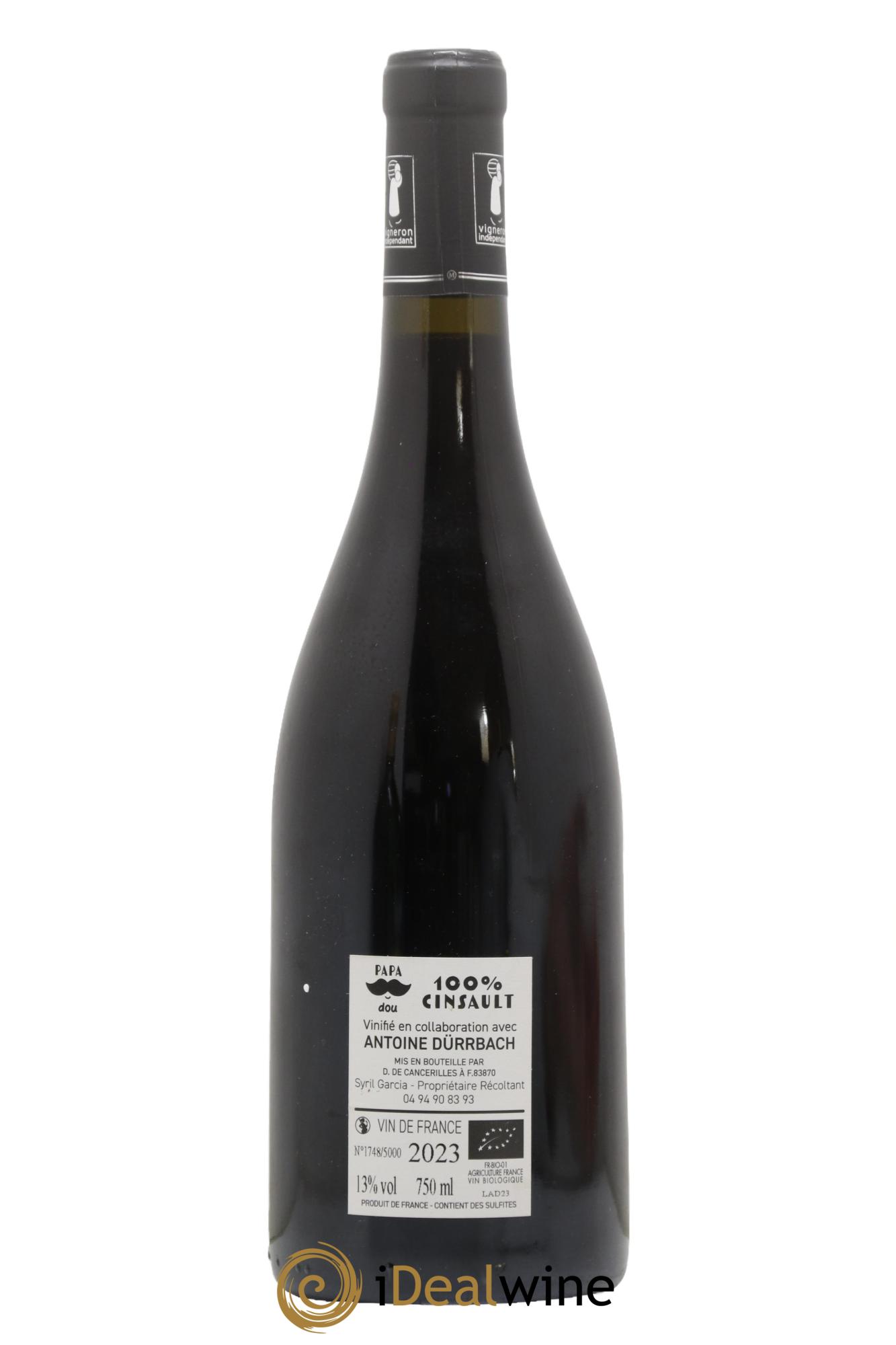 Vin de France Papa Dou Cinsault Domaine Syril Garcia 2023 - Lotto di 1 bottiglia - 1