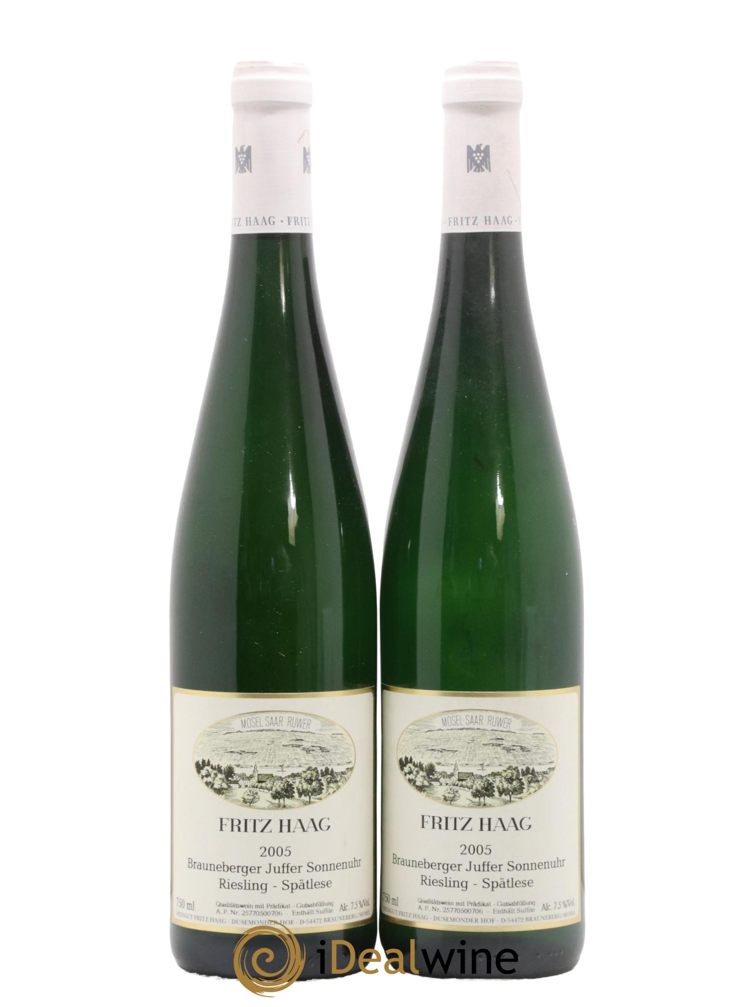 Riesling Fritz Haag Brauneberger Juffer Sonnenuhr Spätlese 2005 - Lotto di 2 bottiglie - 0