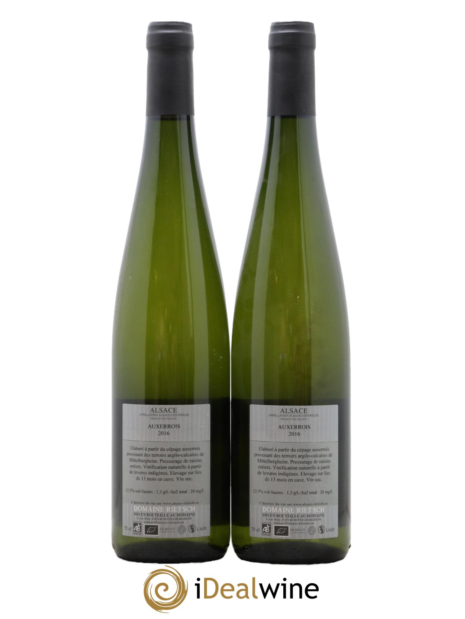 Alsace Entre Chien et Loup Rietsch Pinot Auxerrois 2016 - Posten von 2 Flaschen - 1