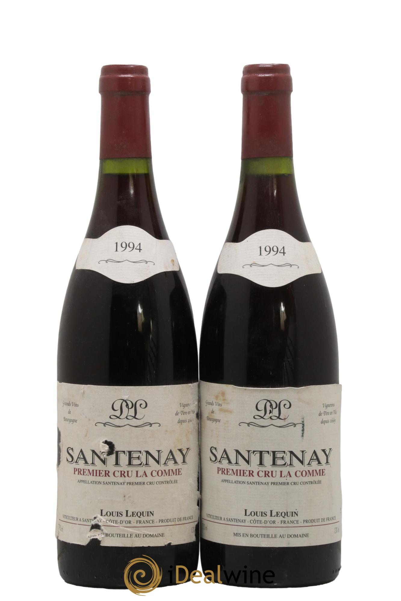 Santenay 1er Cru La Comme Domaine Louis Lequin 1994 - Lot de 2 bouteilles - 0