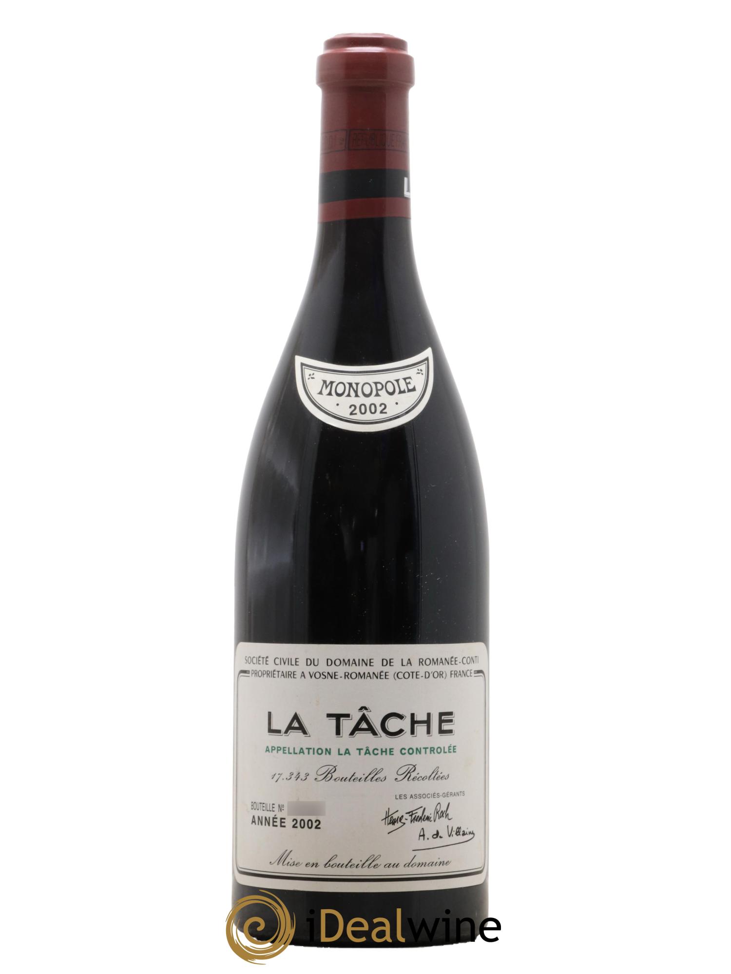 La Tâche Grand Cru Domaine de la Romanée-Conti 2002 - Lot de 1 bouteille - 0