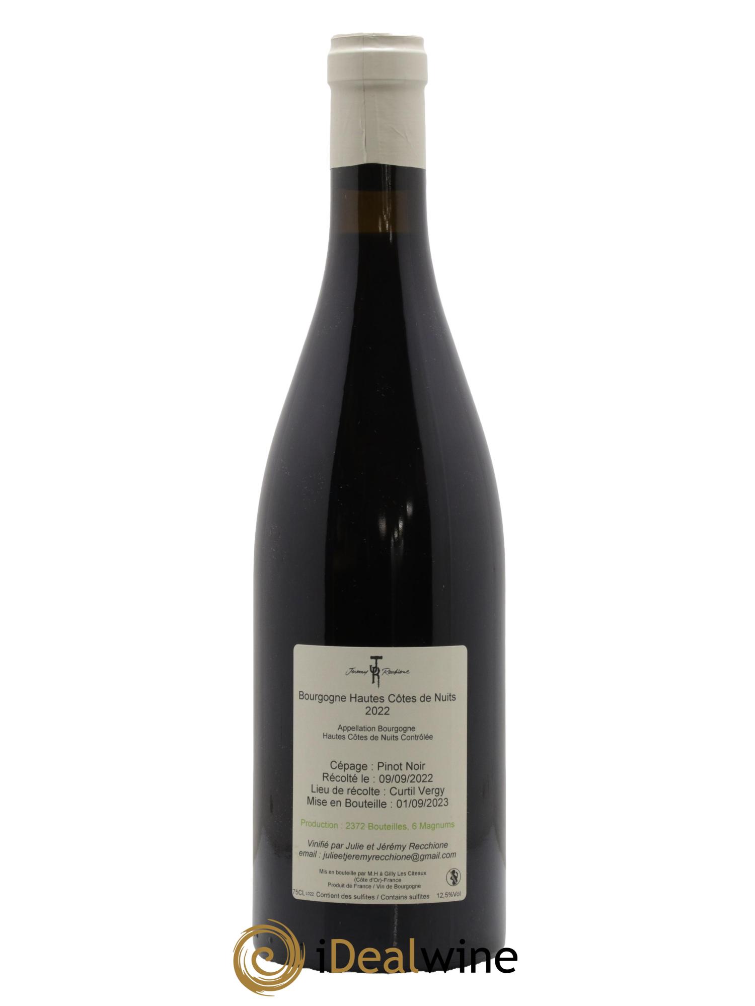 Hautes-Côtes de Nuits Domaine Jérémy Recchione 2022 - Lot de 1 bouteille - 1