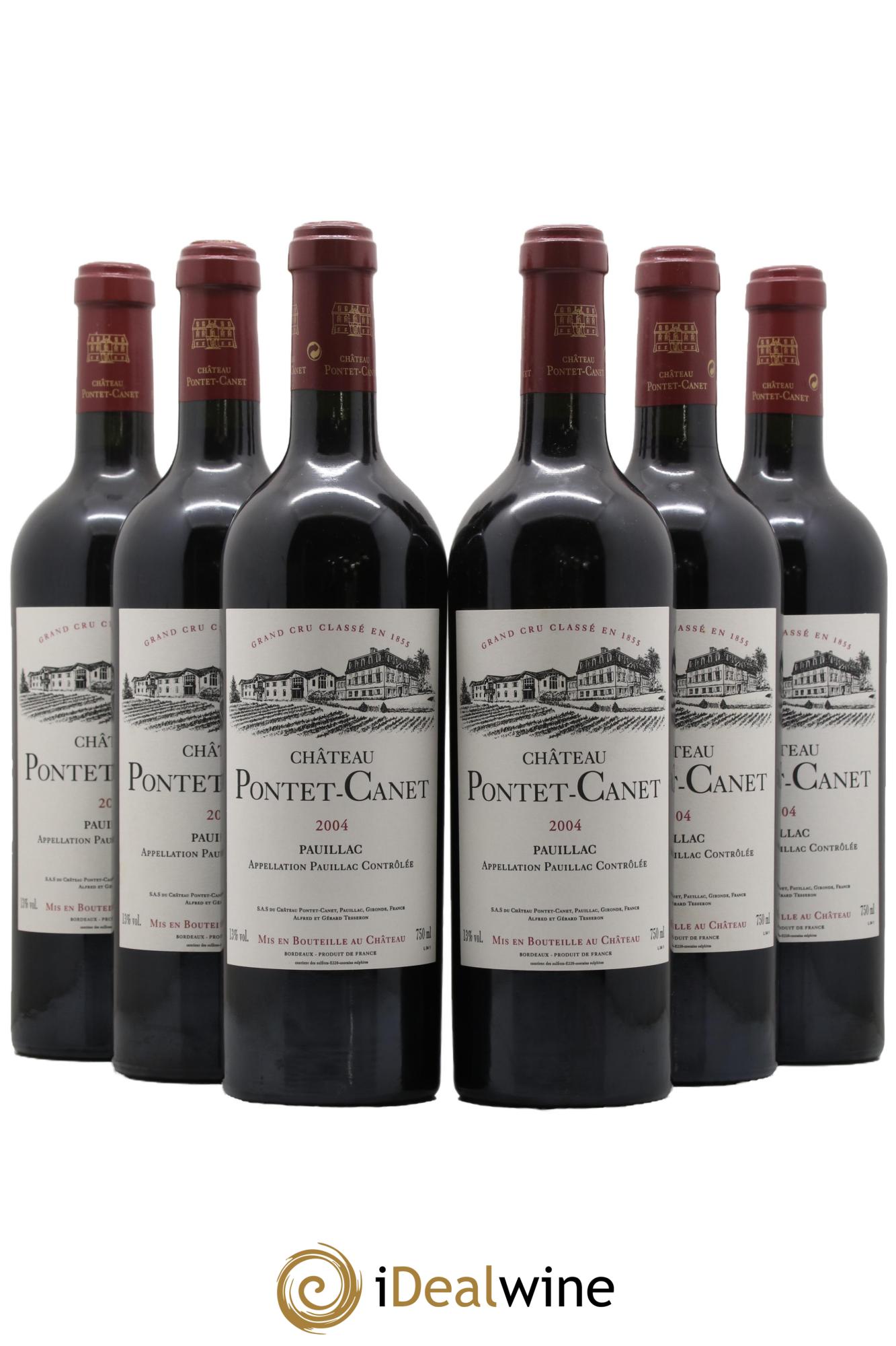 Château Pontet Canet 5ème Grand Cru Classé 2004 - Posten von 6 Flaschen - 0