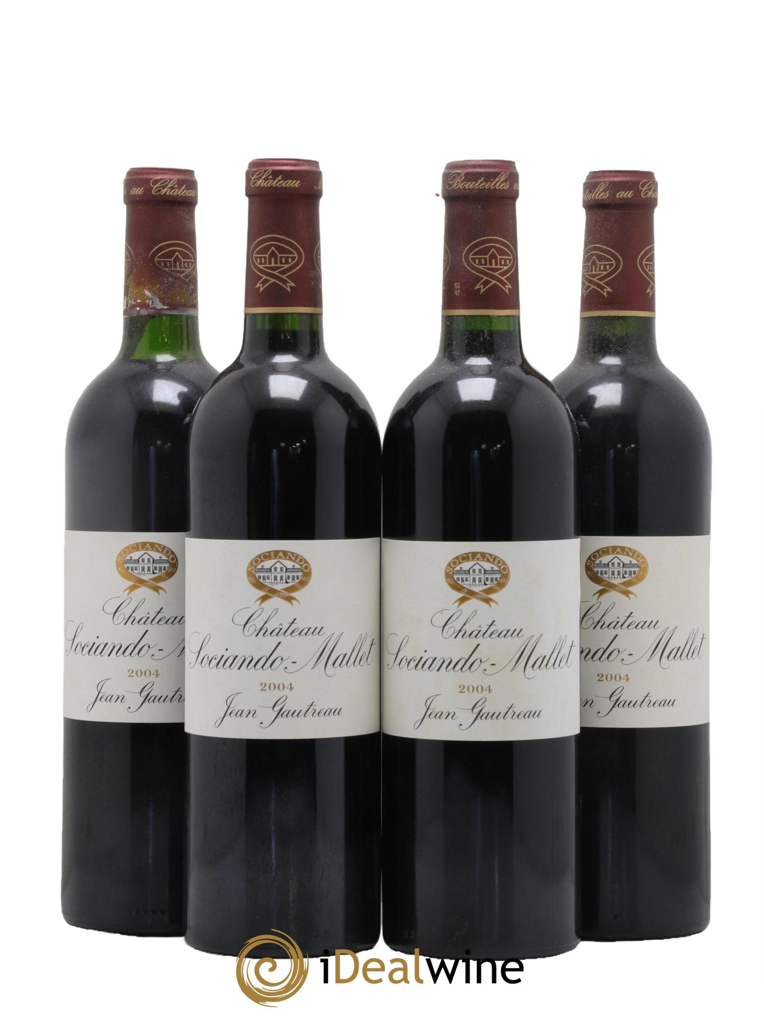 Château Sociando Mallet 2004 - Lot of 4 bottles - 0