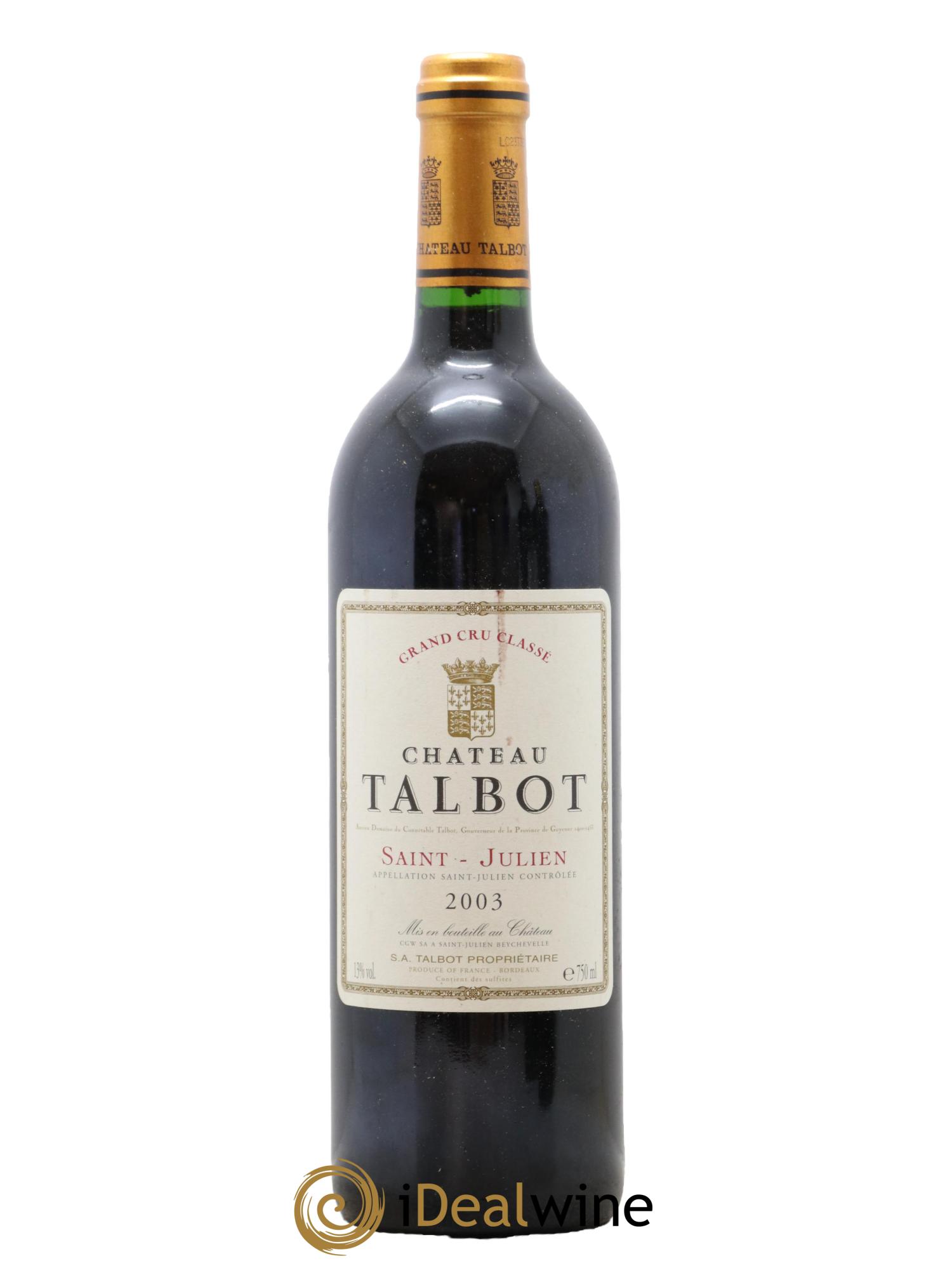 Château Talbot 4ème Grand Cru Classé 2003 - Lot de 1 bouteille - 0