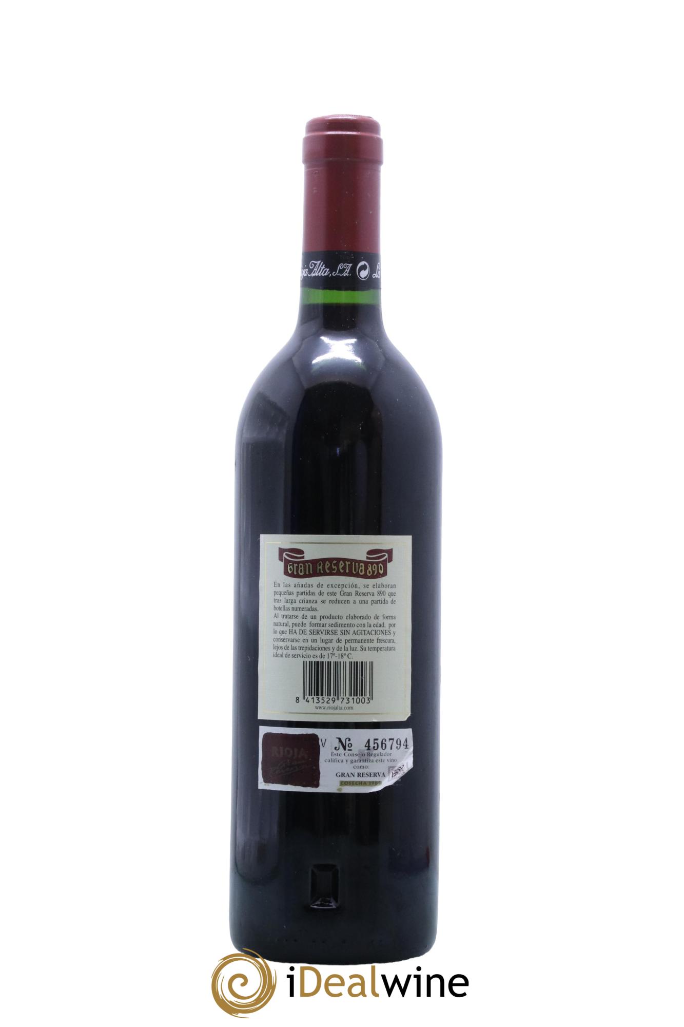 Rioja DOCa Gran Reserva 890 La Rioja Alta  1989 - Lot of 1 bottle - 1