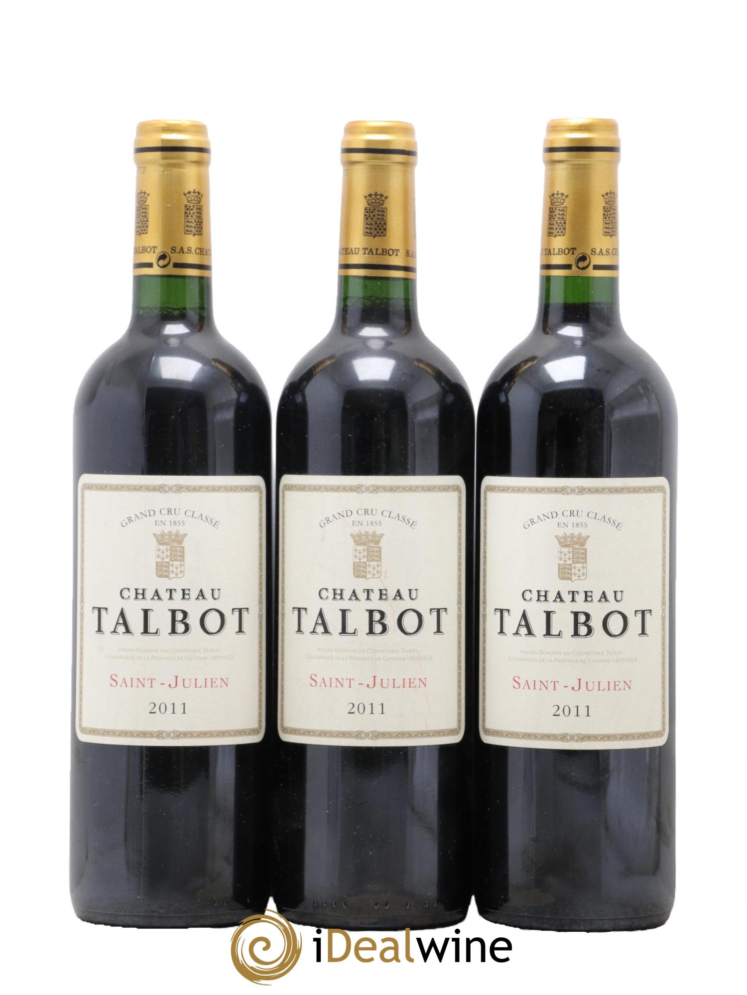 Château Talbot 4ème Grand Cru Classé 2011 - Posten von 3 Flaschen - 0